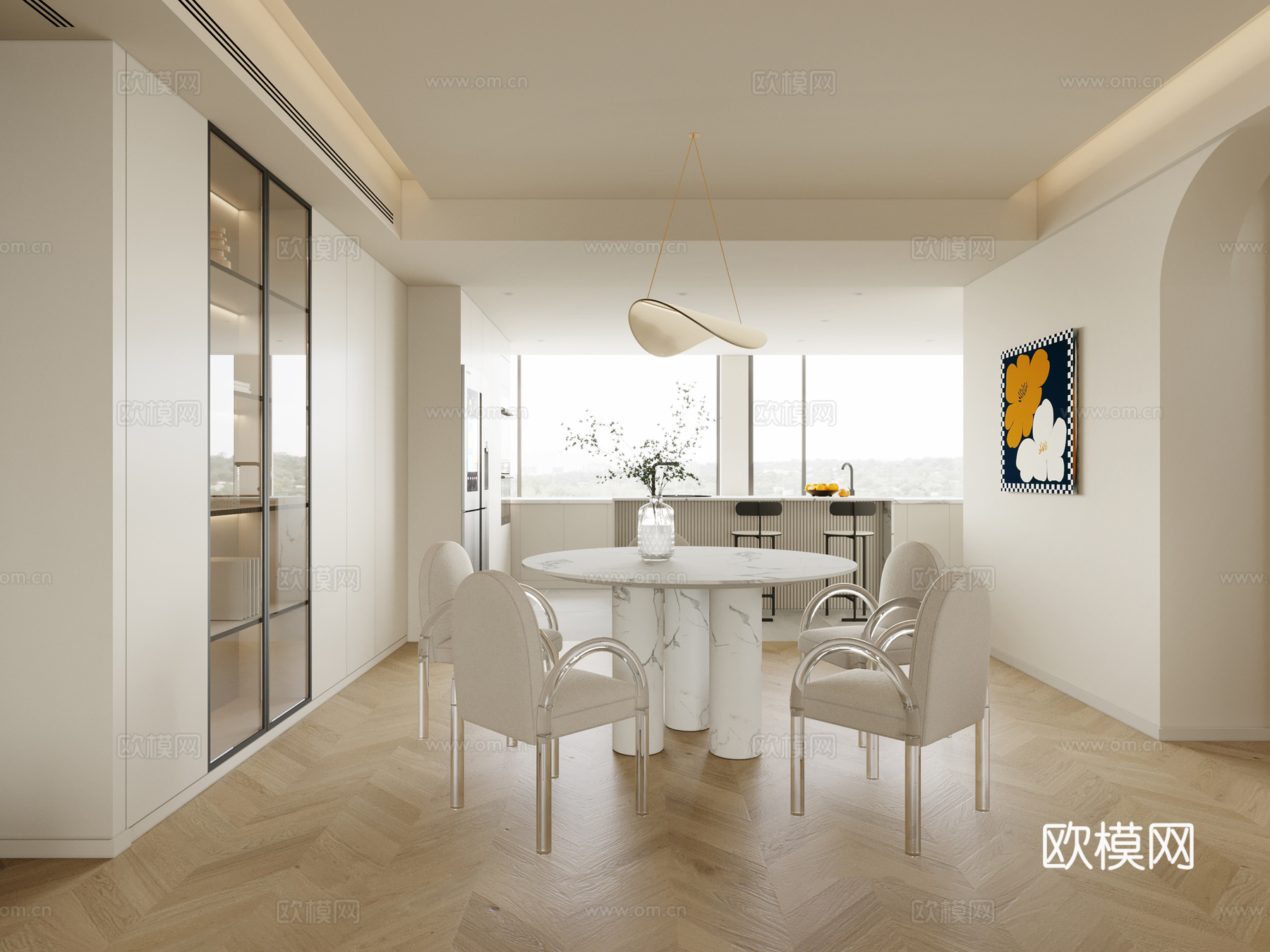 奶油风极简家装cad施工图