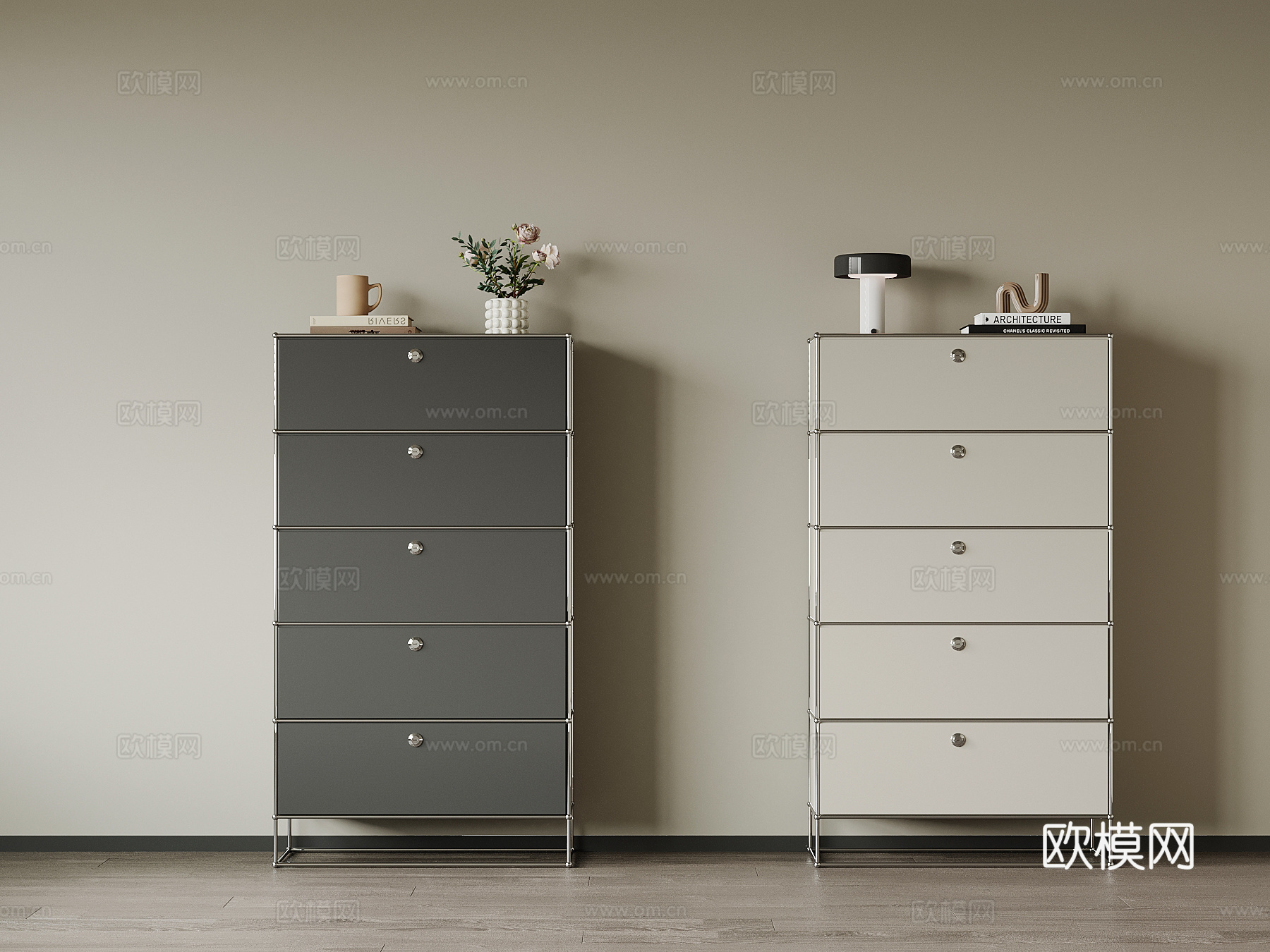 现代斗柜 五斗柜su模型