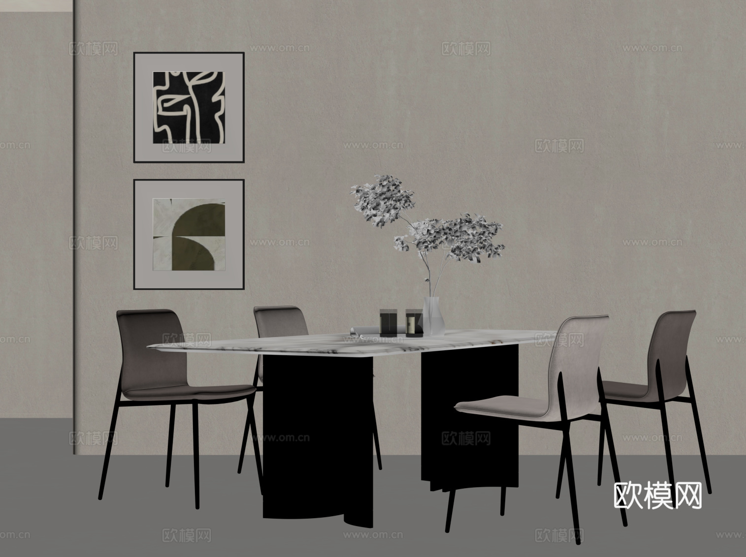 意式餐桌椅su模型