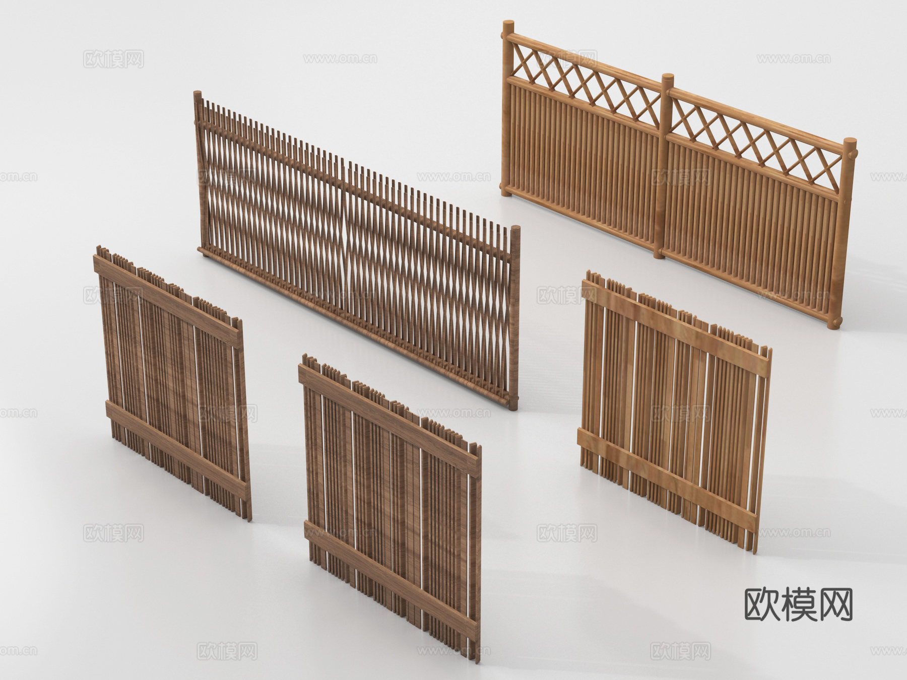 新中式栅栏 围栏护栏 木栅栏 篱笆围墙su模型
