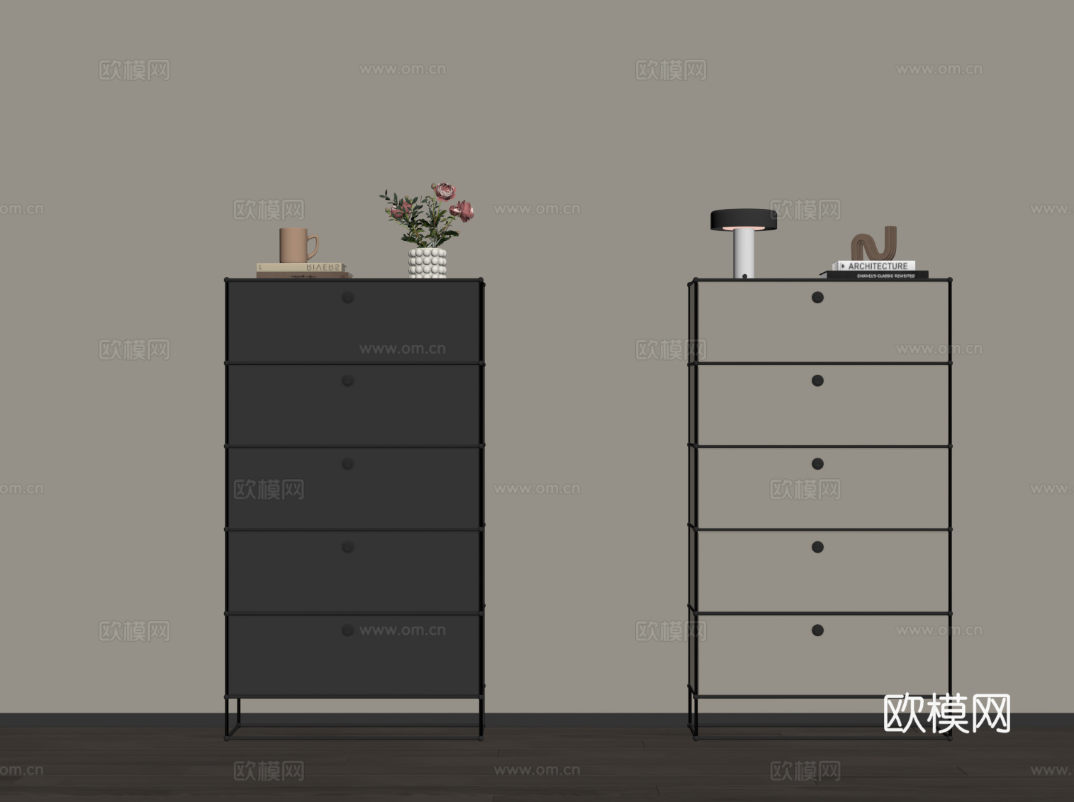 现代斗柜 五斗柜su模型