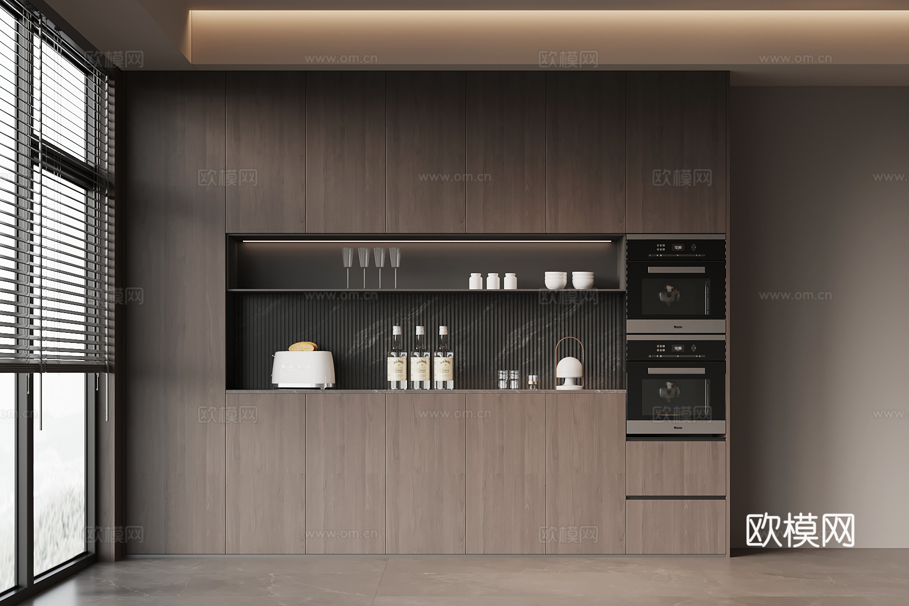 现代餐边柜 橱柜su模型