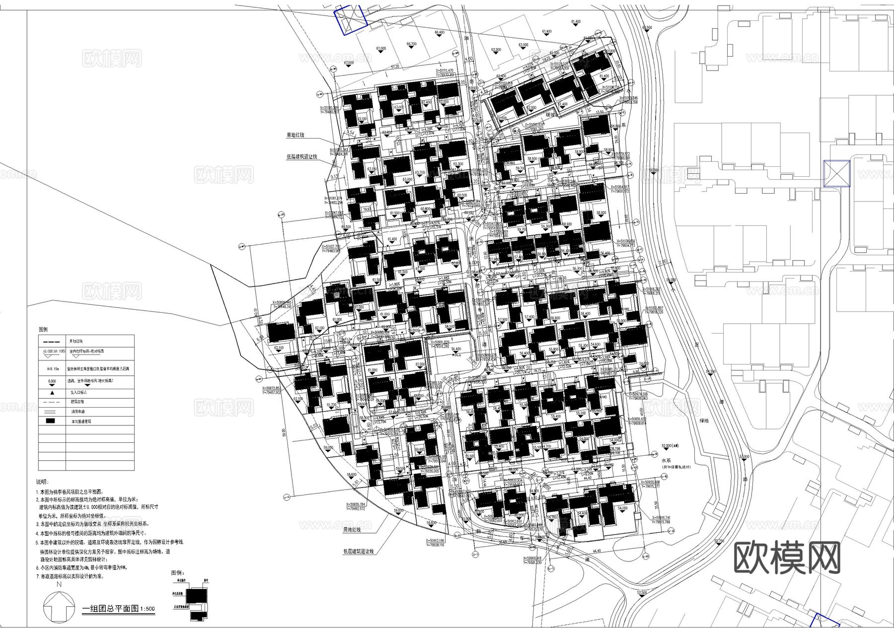 民宿建筑总平面规划图cad施工图cad施工图