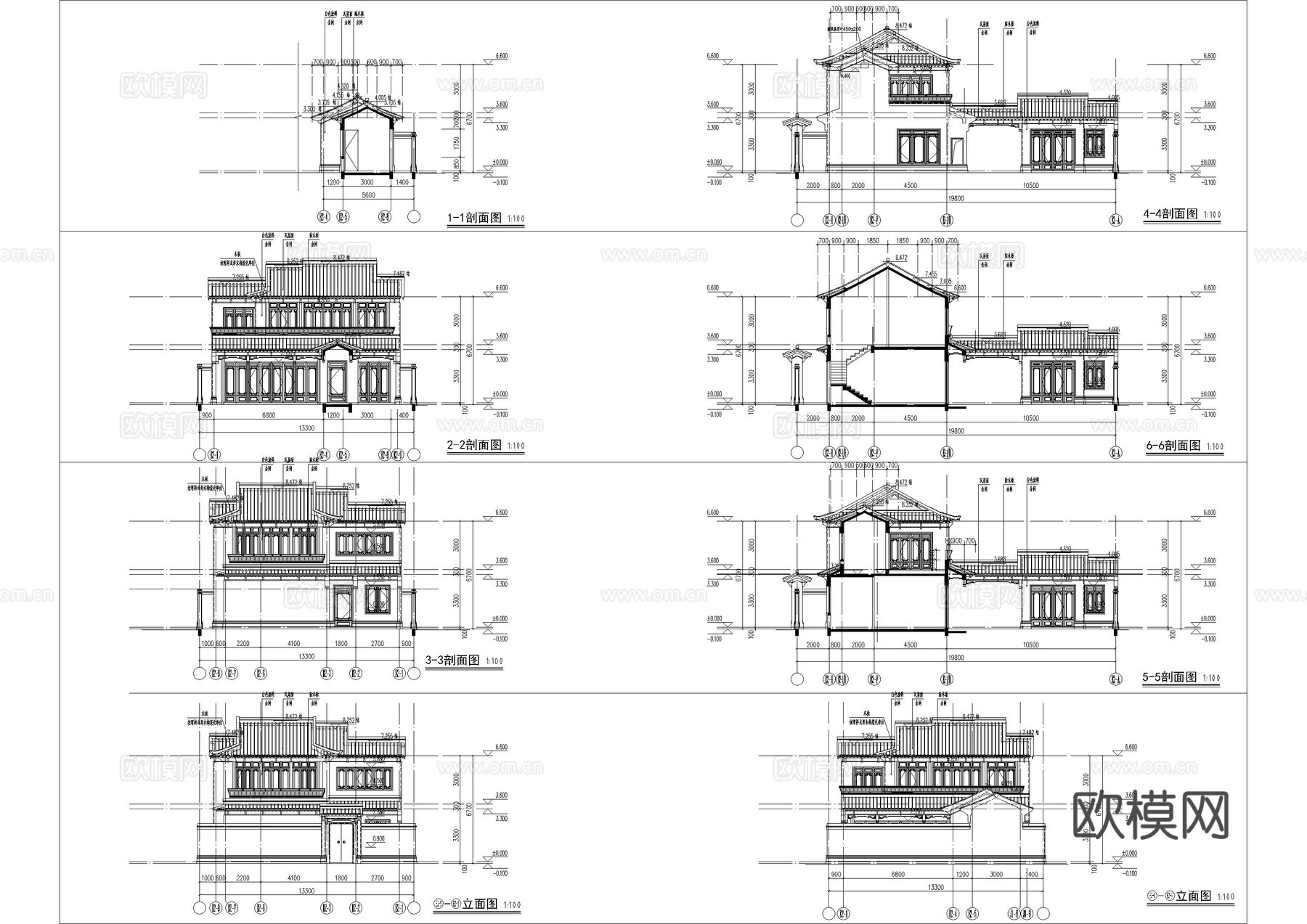 两层民宿建筑施工图cad施工图