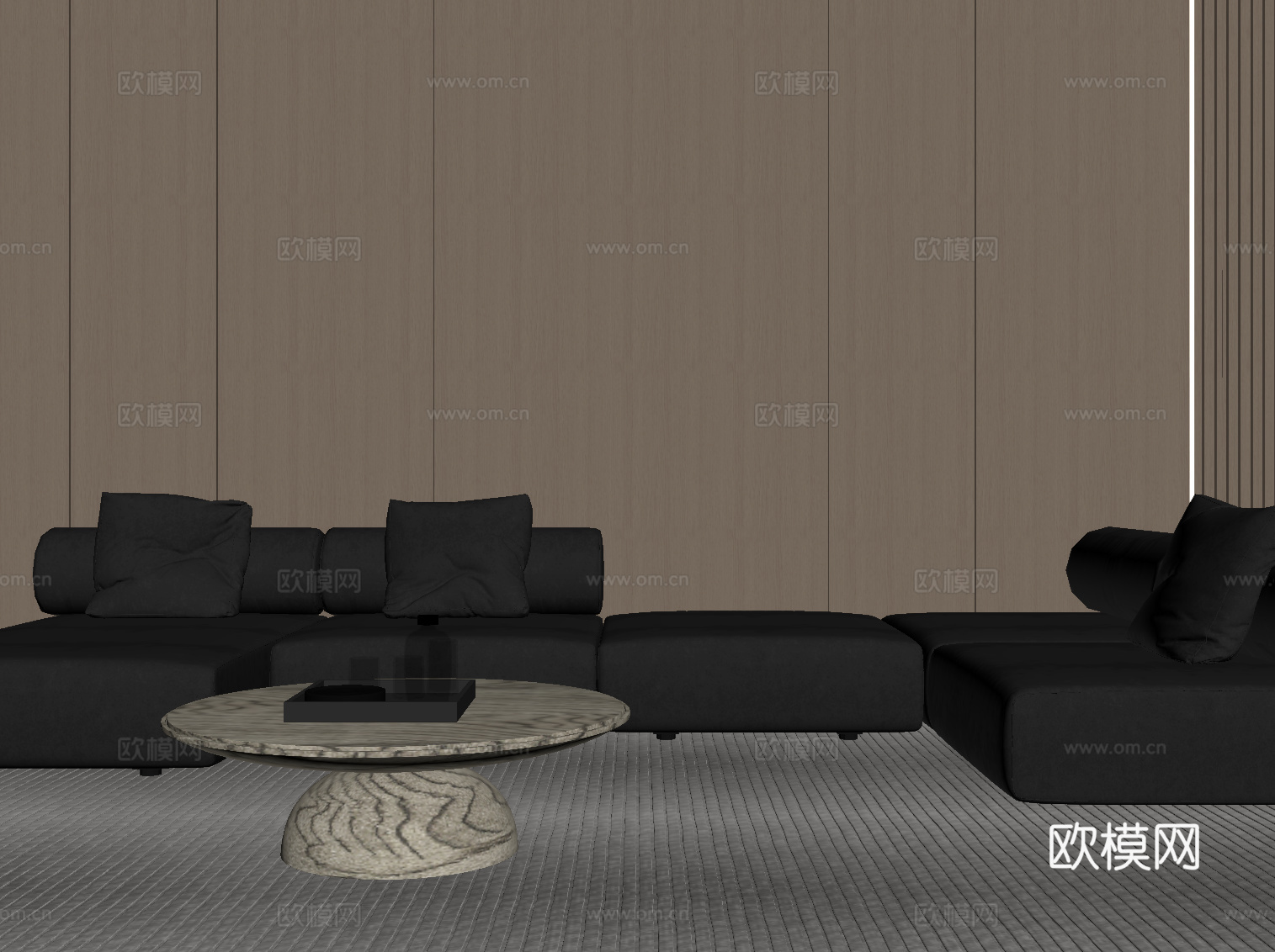 意式沙发茶几组合su模型