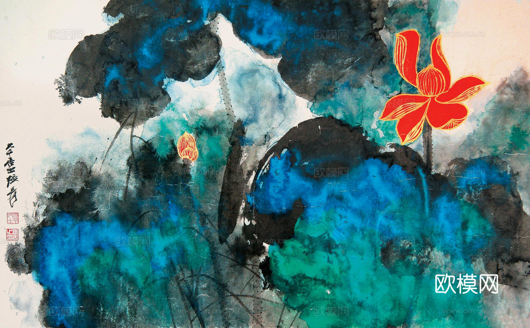 张大千绘画作品，中国近现代水墨画，写意水墨画68