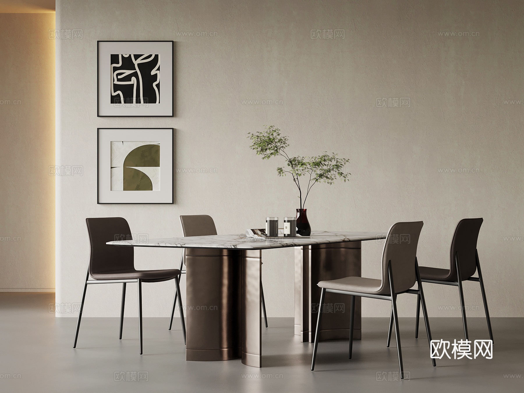 意式餐桌椅su模型