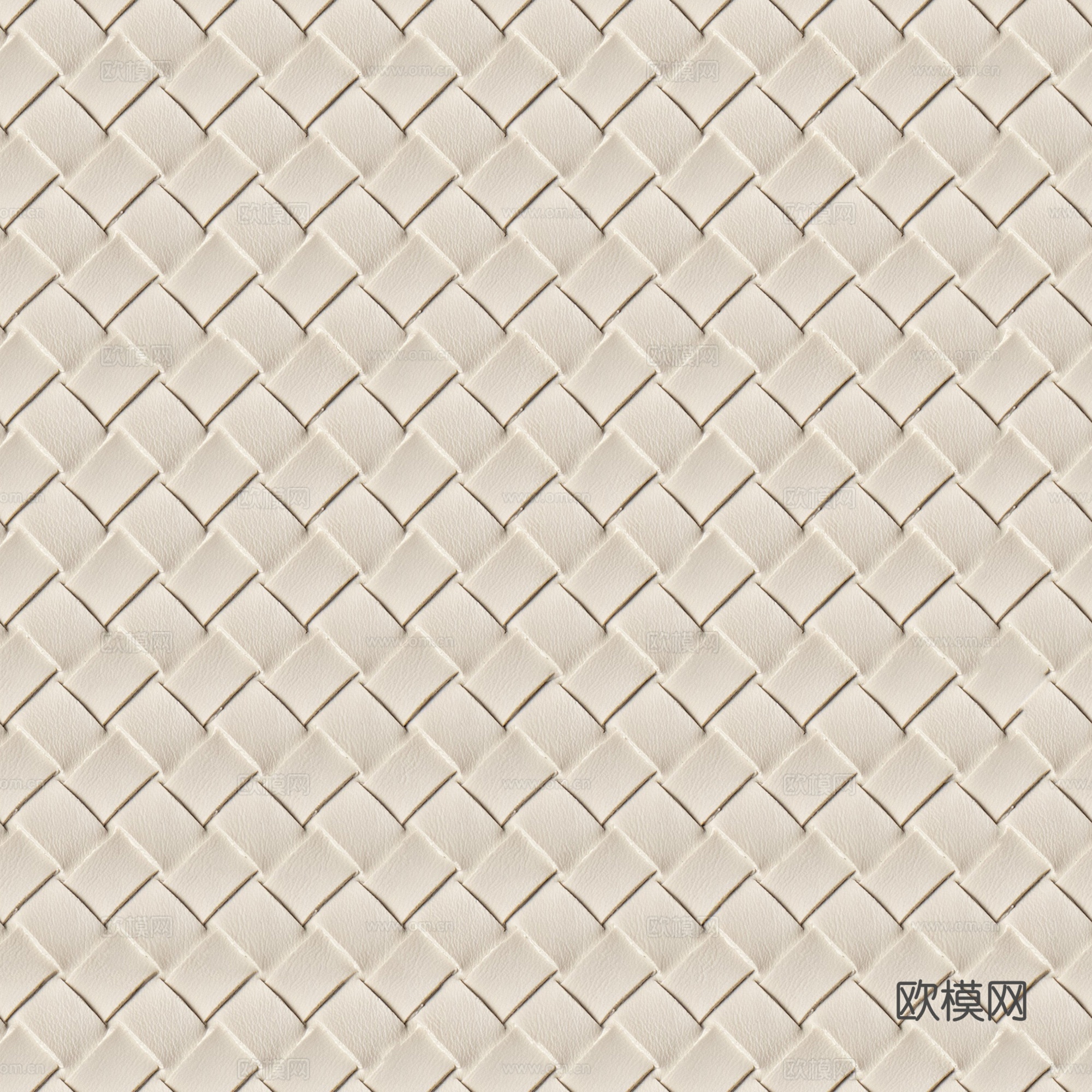 现代法式编织皮 无缝米白编制皮革贴图