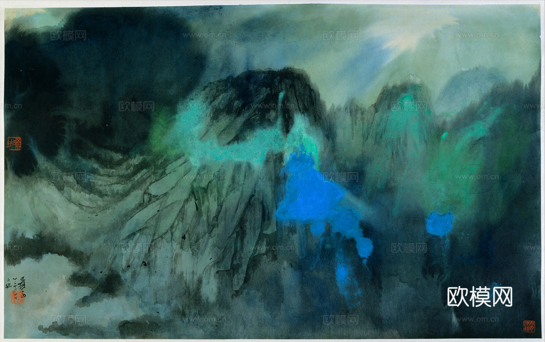 张大千绘画作品，中国近现代水墨画，写意水墨画99下载