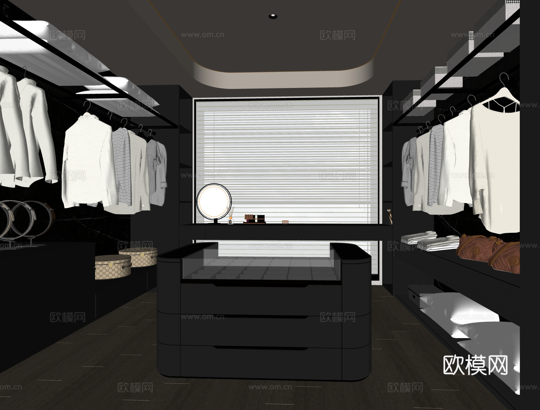 现代衣帽间 衣柜su模型