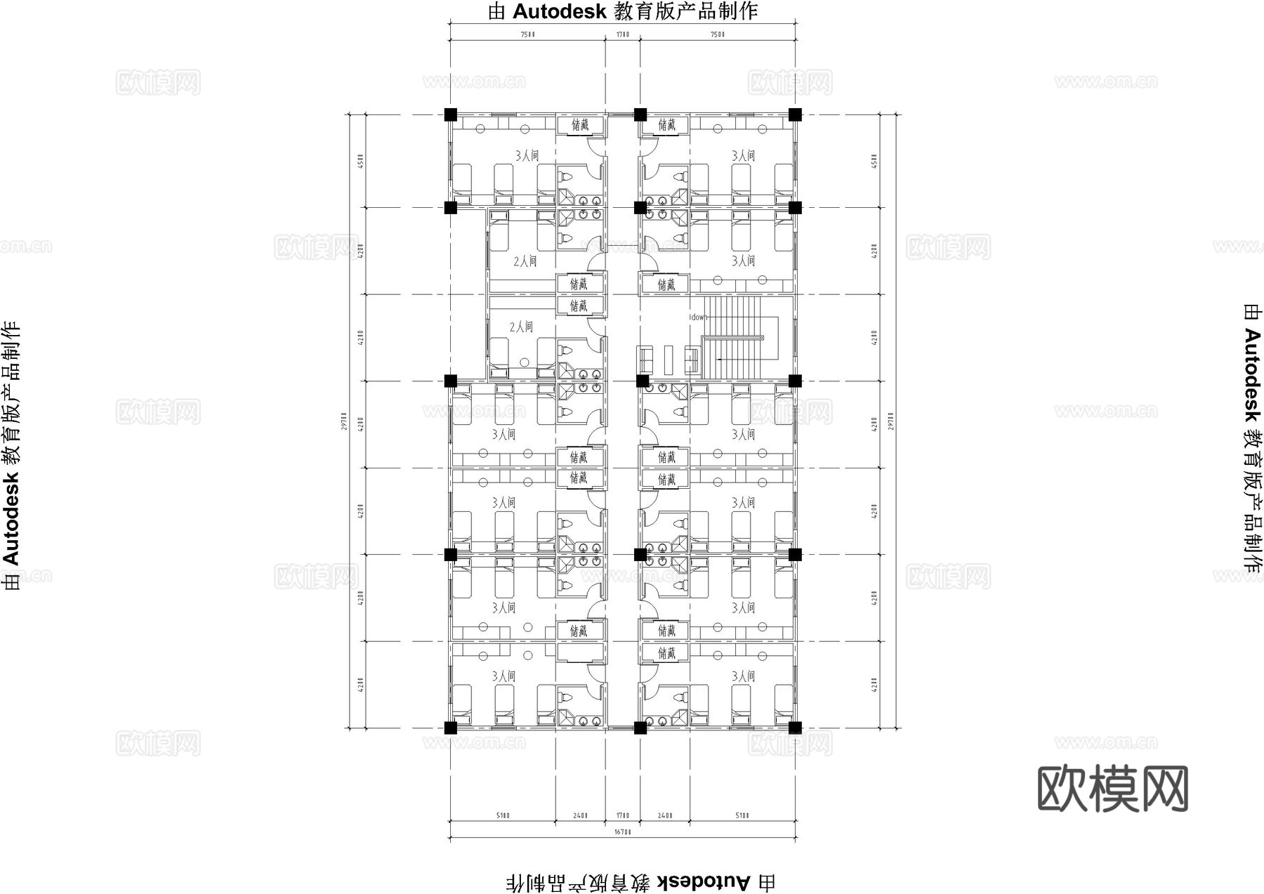 新中式民宿建筑平面方案cad施工图