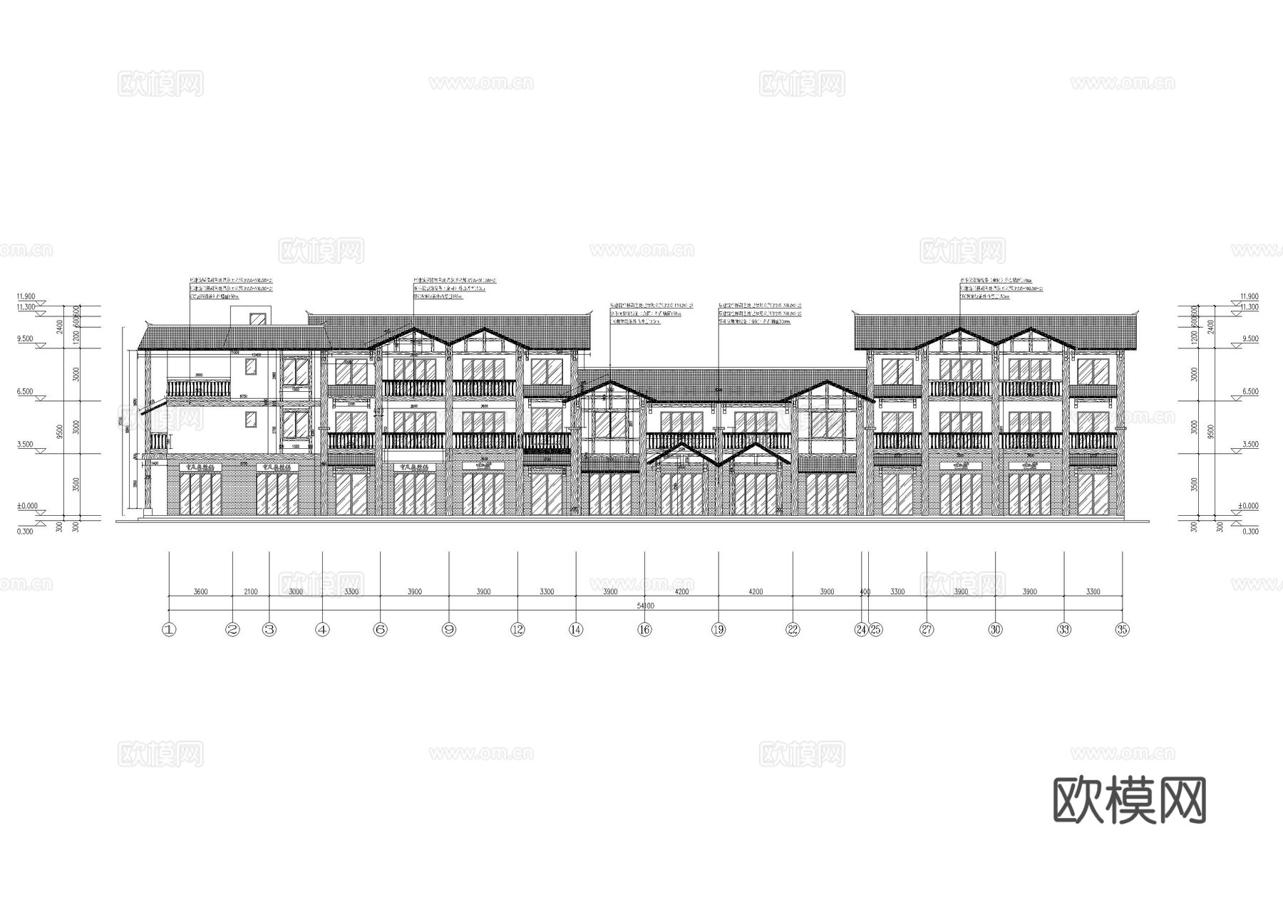 商业街外立面施工图cad施工图