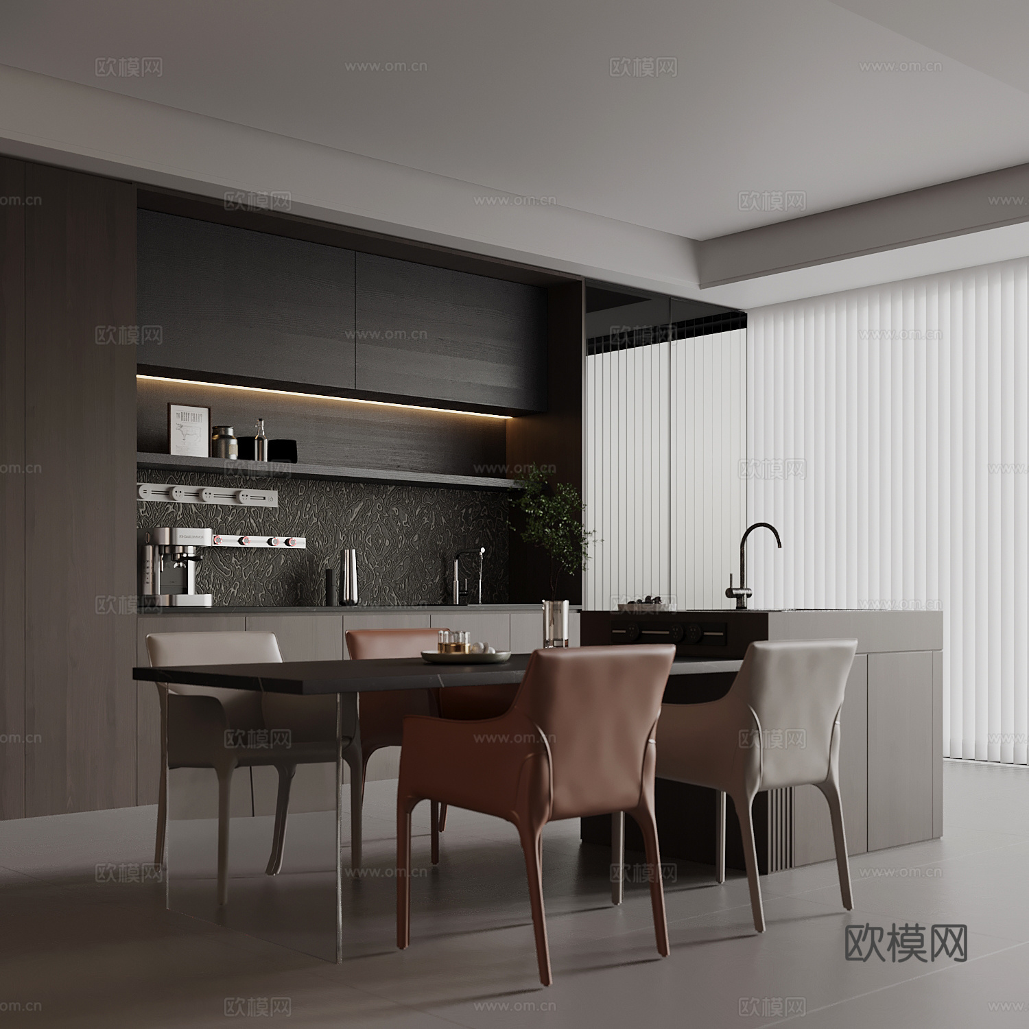 现代意式餐厅su模型