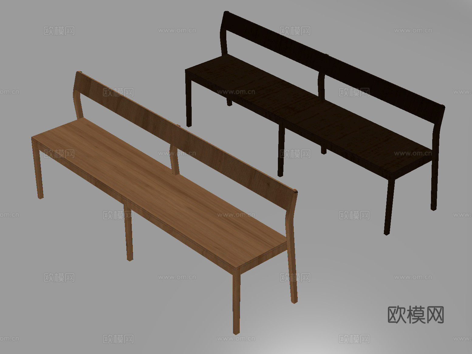 现代公共座椅 休闲长椅su模型