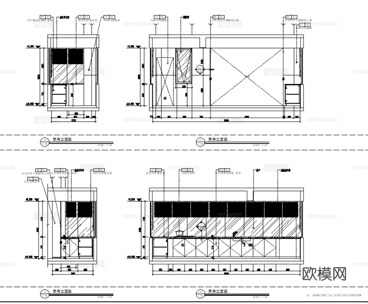 10套现代简约轻奢极简住宅样板间大平层别墅CAD施工图效果图cad施工图