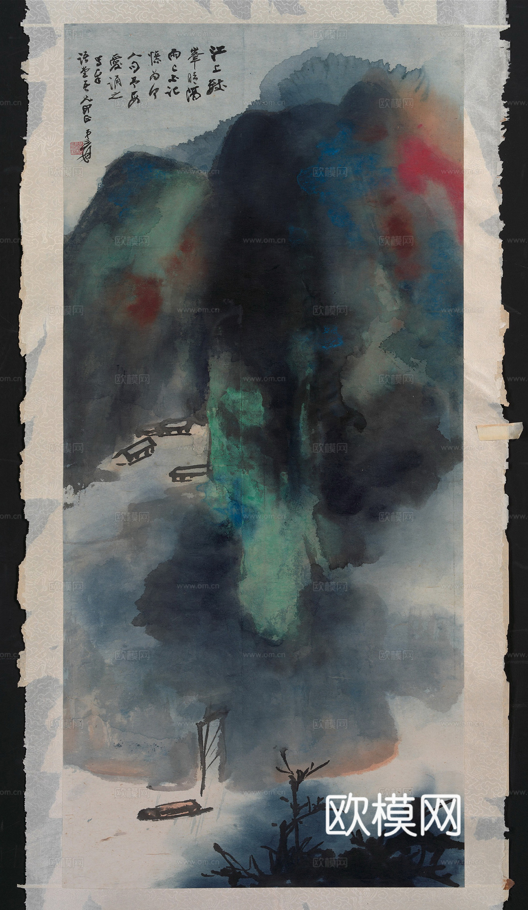 张大千绘画作品，中国近现代水墨画，写意水墨画泼墨国画山水