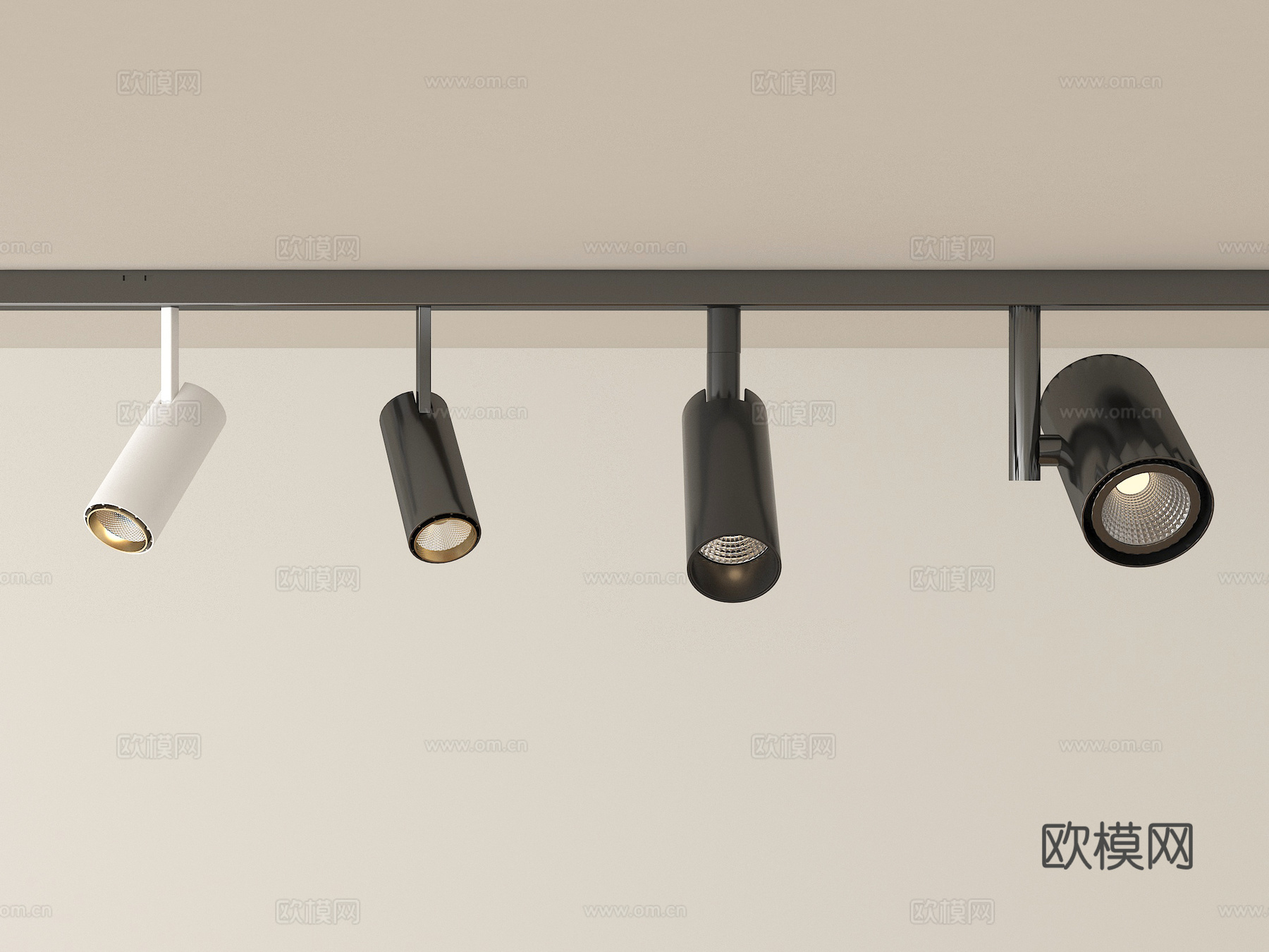 现代筒灯射灯 轨道射灯su模型