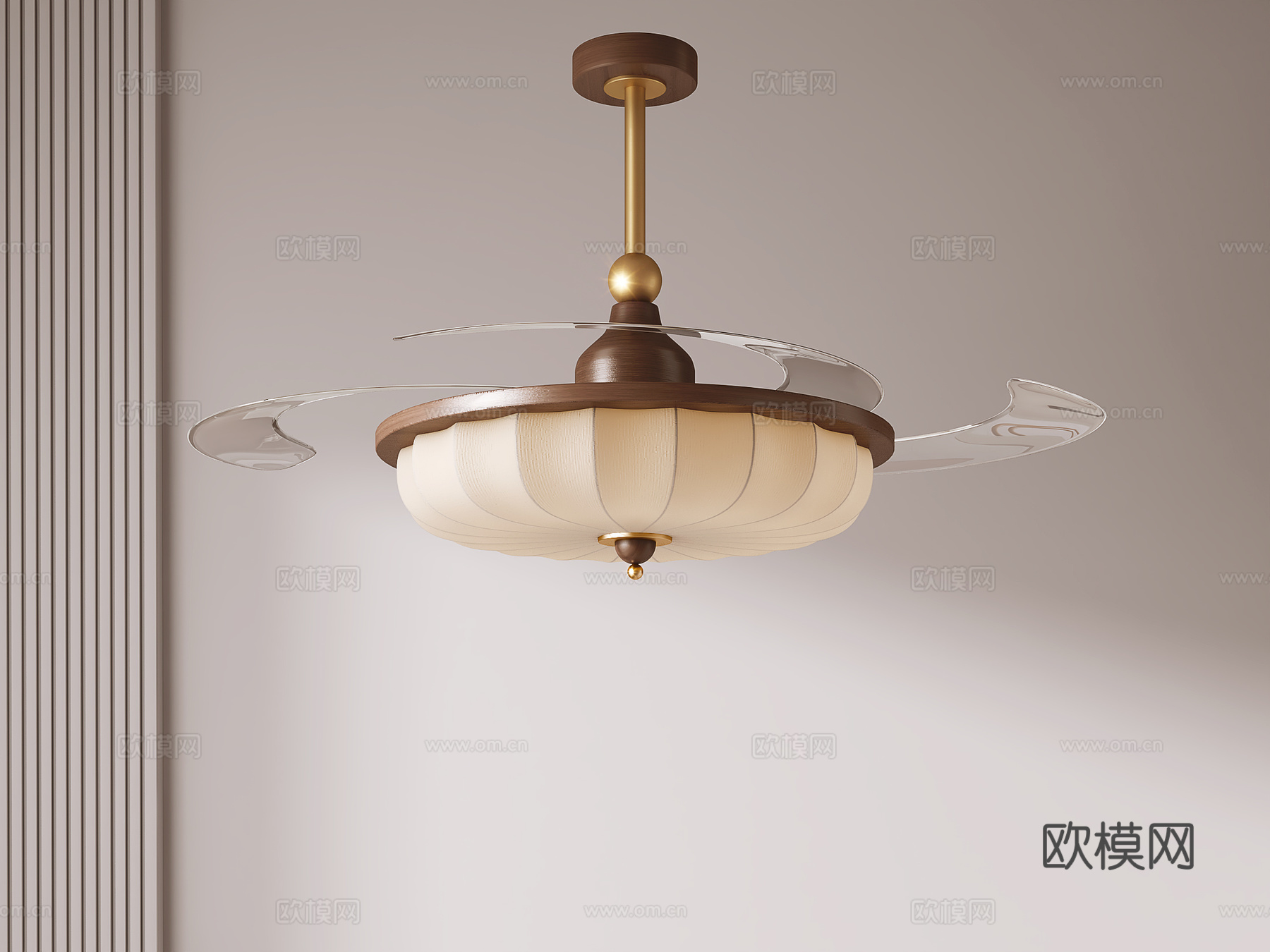 中古风吊扇灯su模型