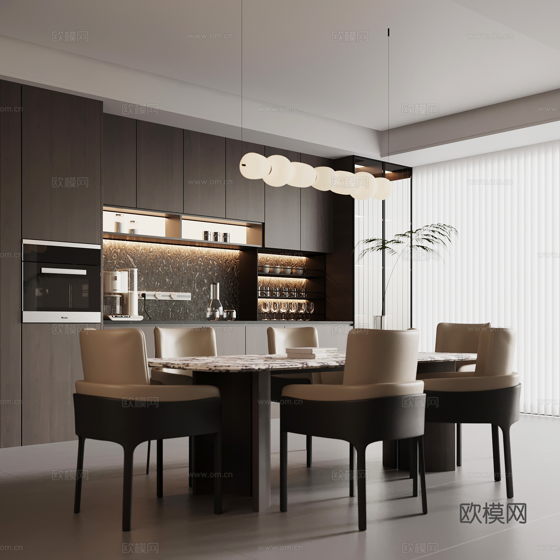 意式餐厅su模型