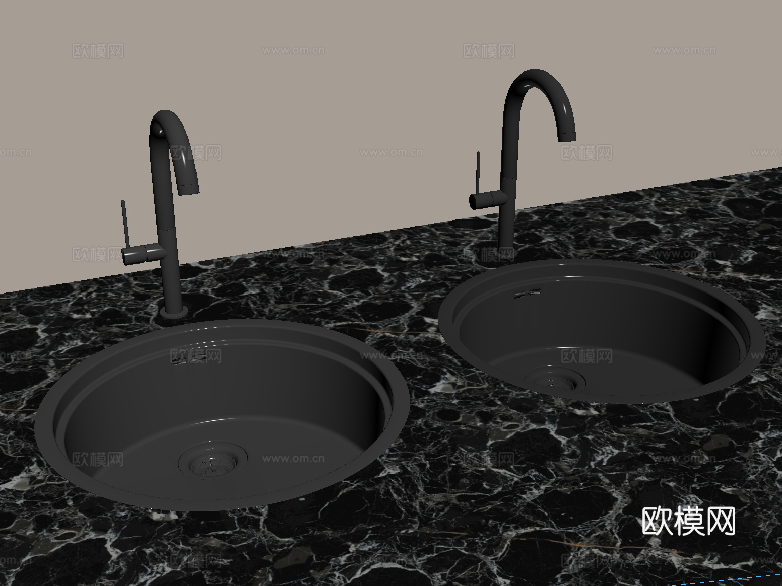 现代水槽洗菜池 洗菜盆水龙头 不锈钢水槽su模型