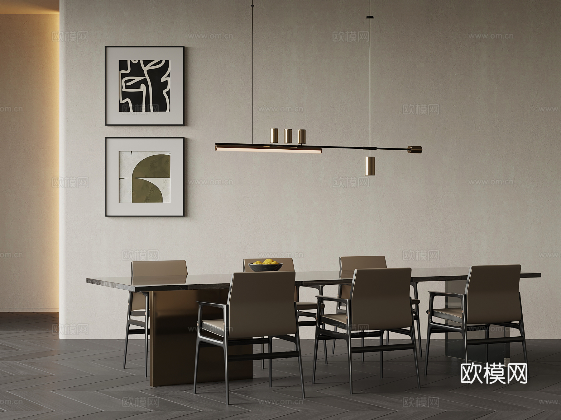 现代意式餐桌椅su模型