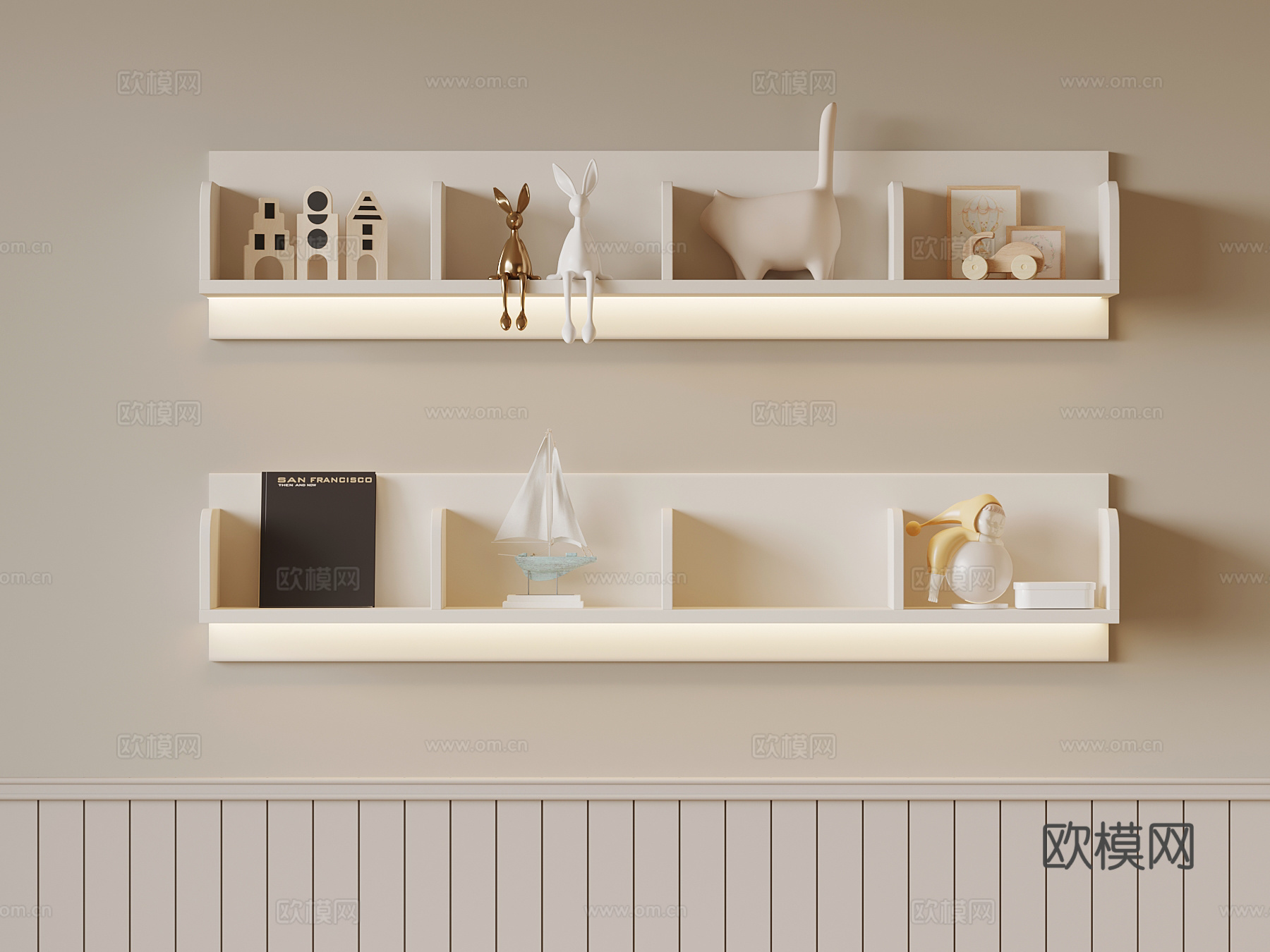 现代置物架 装饰架su模型