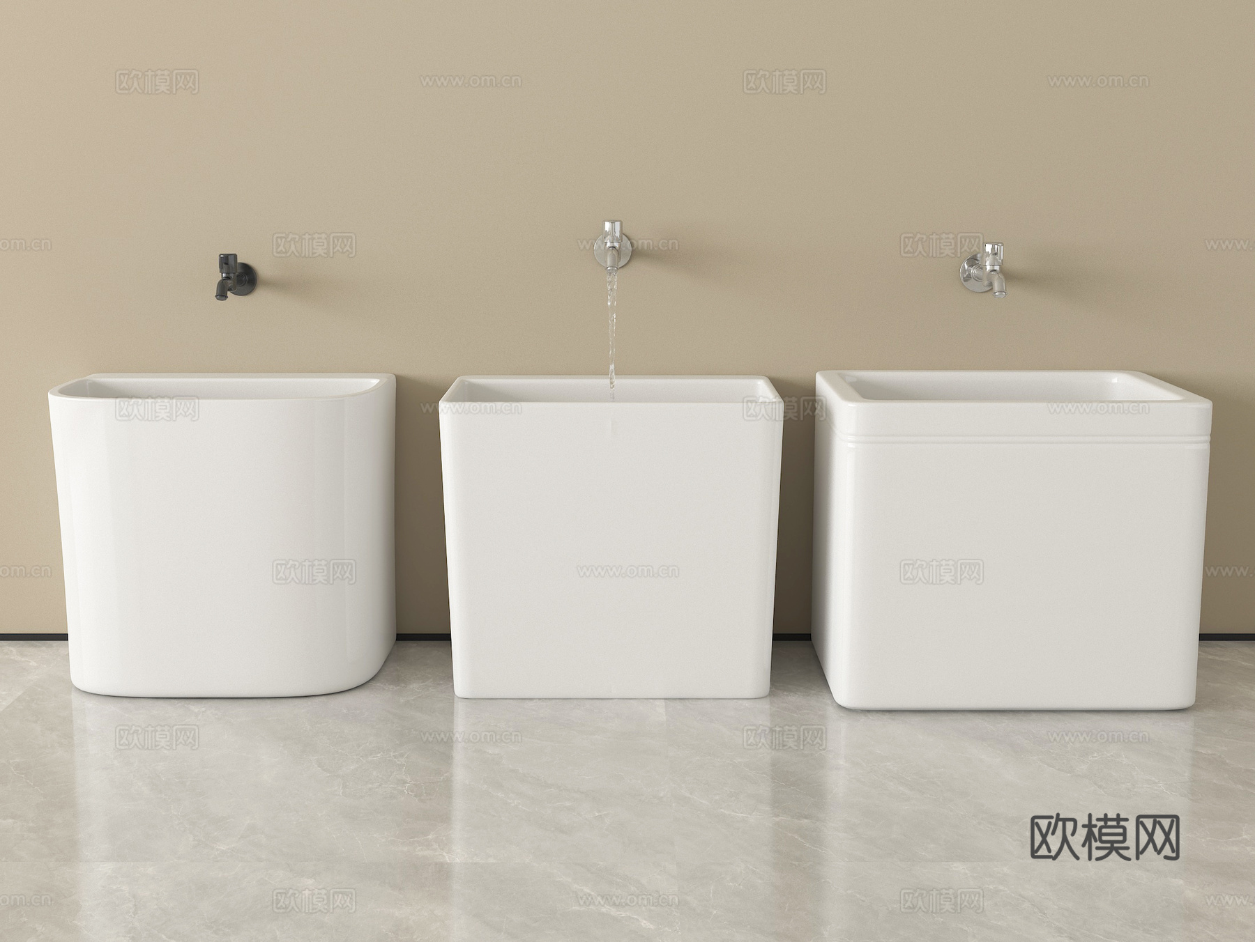 现代拖把池 拖布池 墩布池su模型