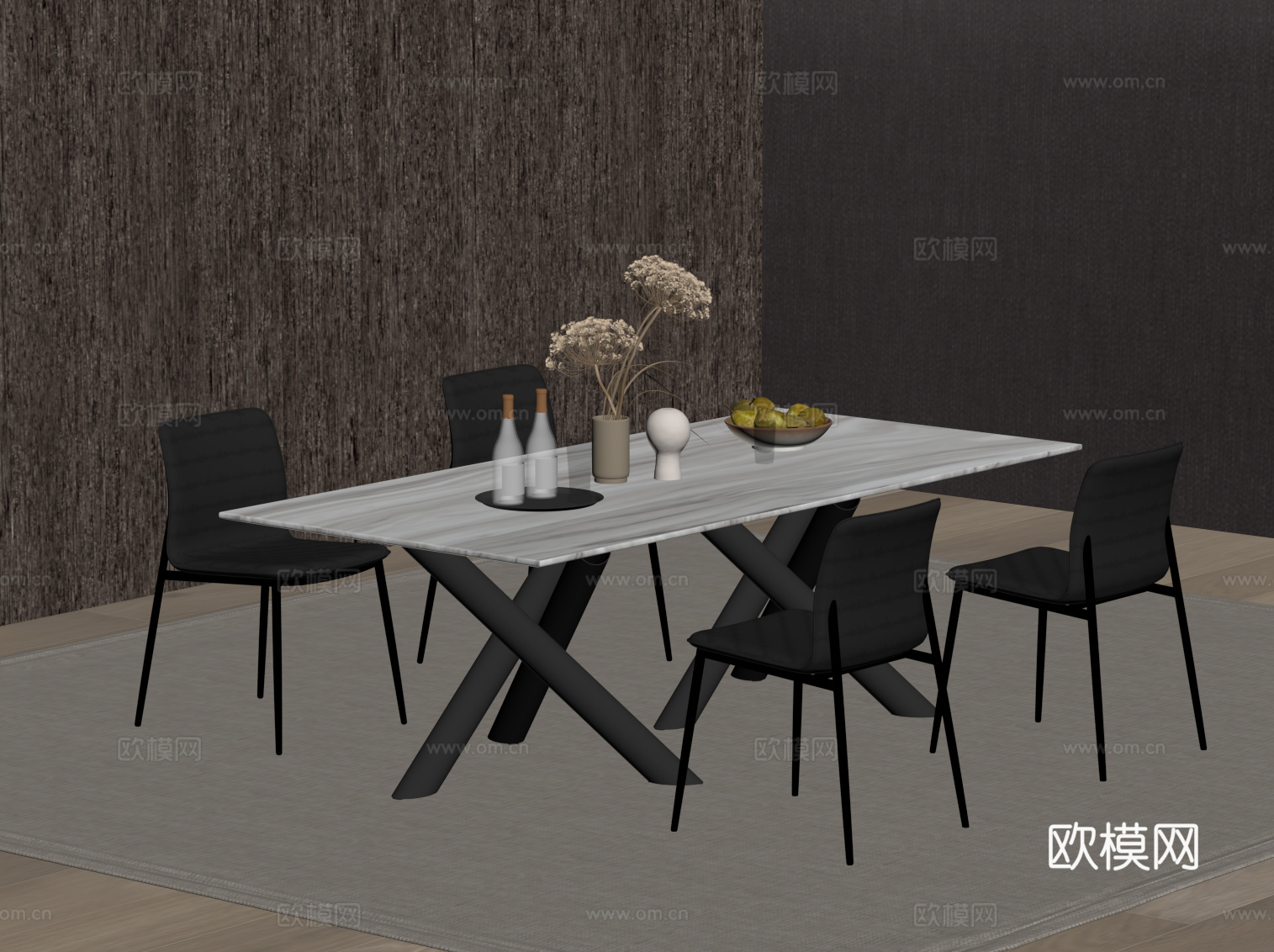 现代餐桌椅su模型