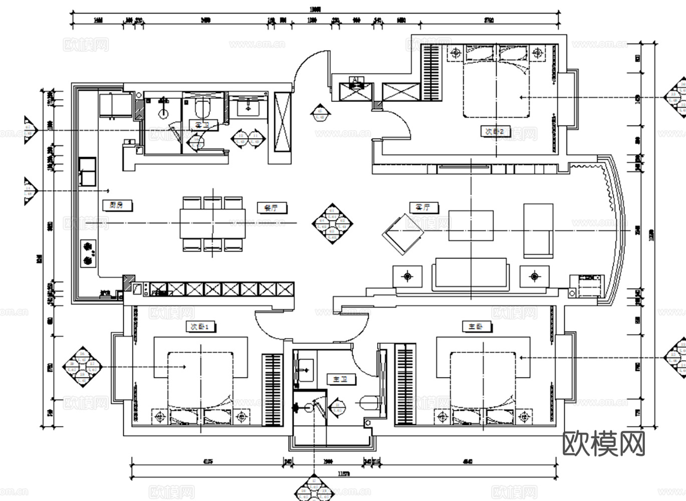 10套现代简约轻奢极简住宅样板间大平层别墅CAD施工图效果图cad施工图