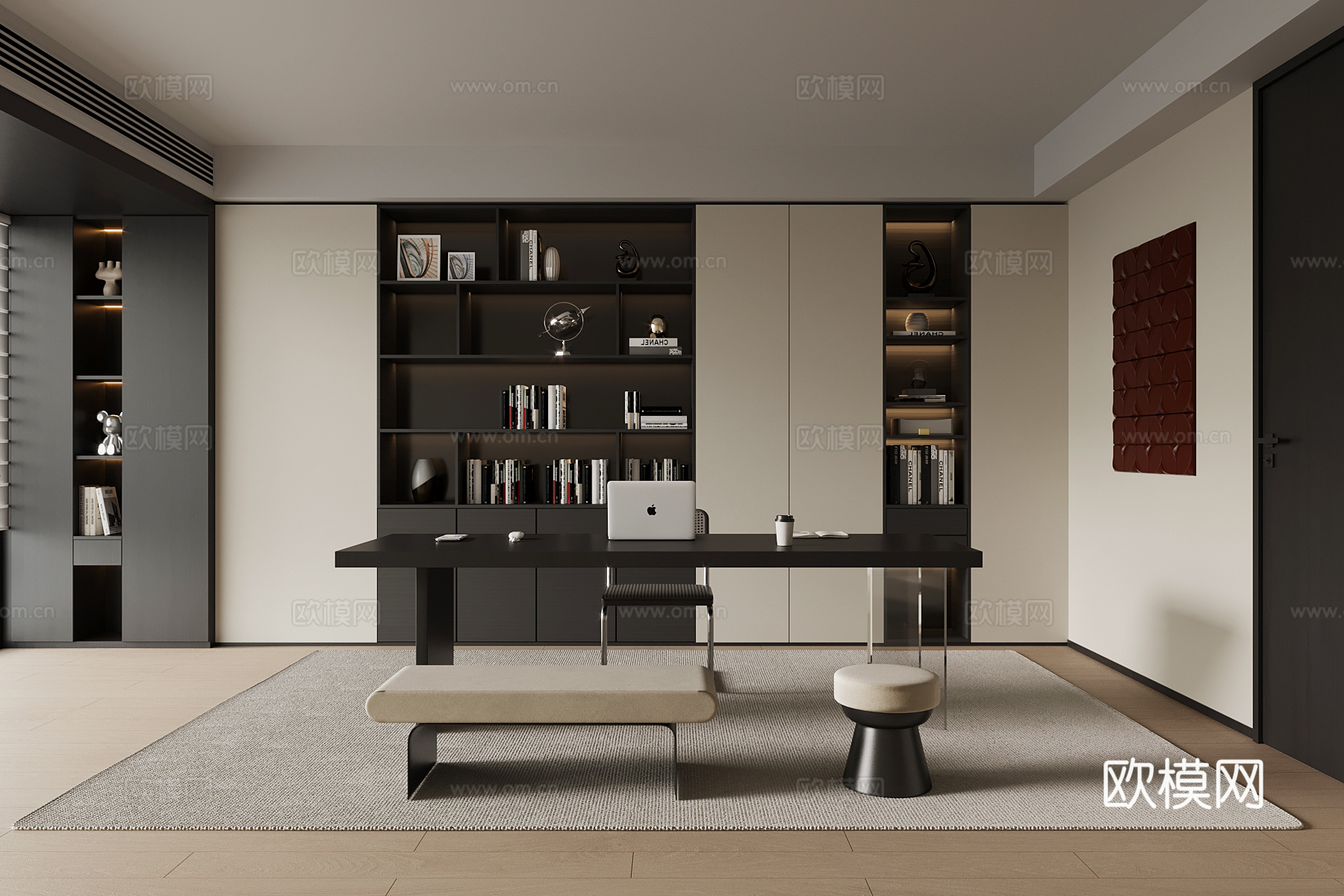 现代书房su模型