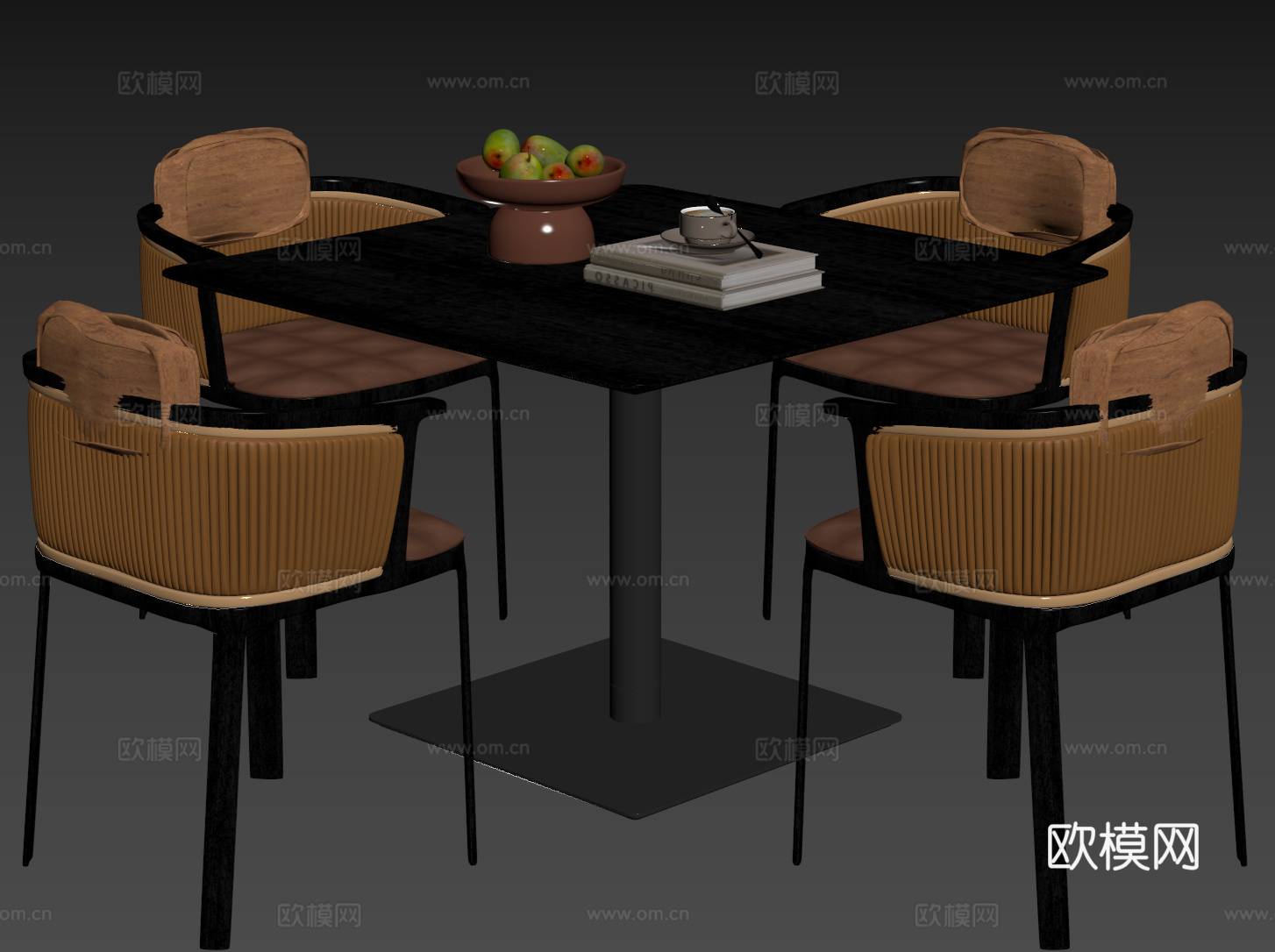 现代轻奢桌椅组合 餐桌组合 洽谈桌椅 圆桌 休闲桌椅su模型