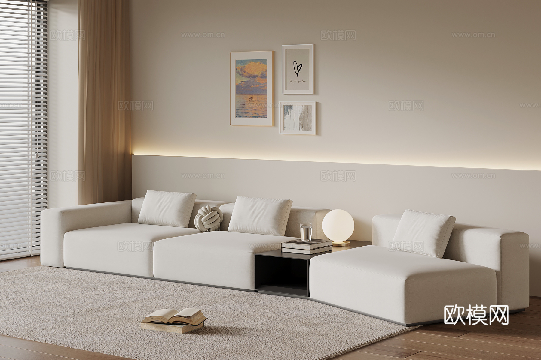 现代多人沙发 休闲沙发su模型