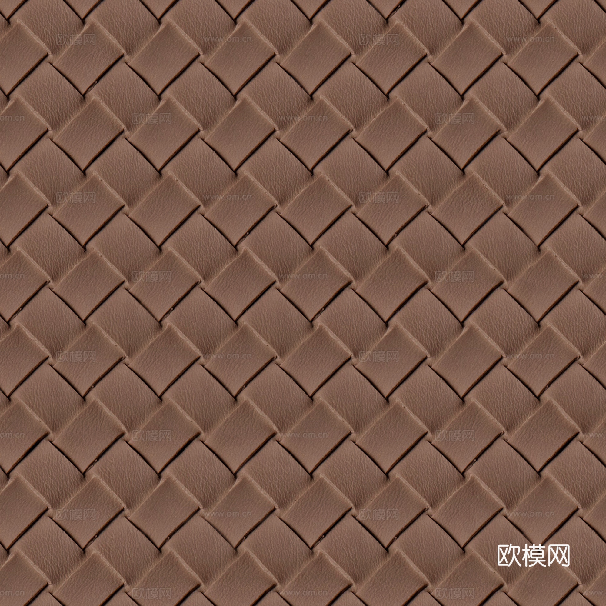 现代无缝菱形编织皮革 无缝棕色编织皮革