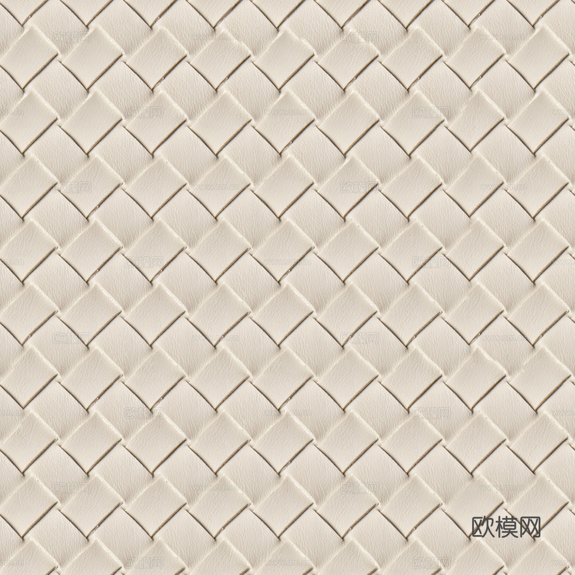 现代法式编织皮 无缝米白编制皮革贴图