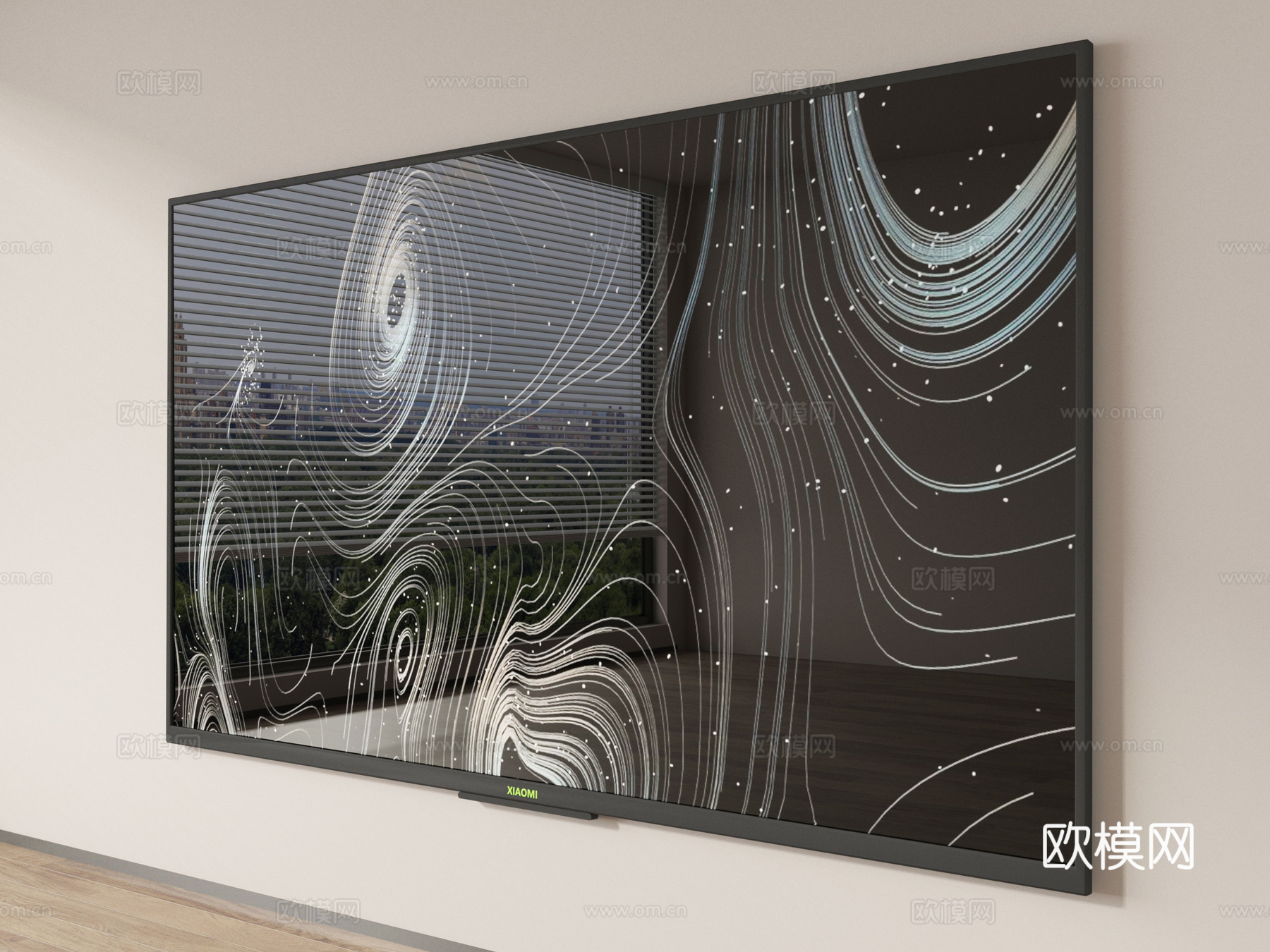 现代智能电视 壁挂电视 大屏电视su模型