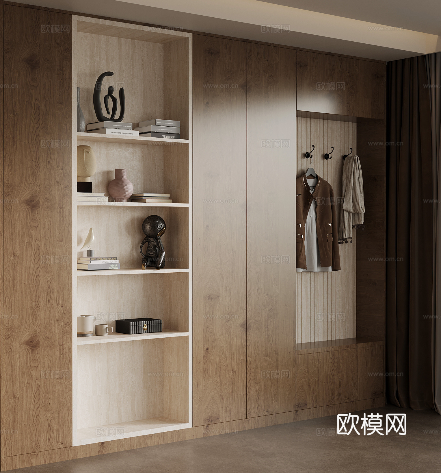 中古风玄关柜 入户边柜su模型