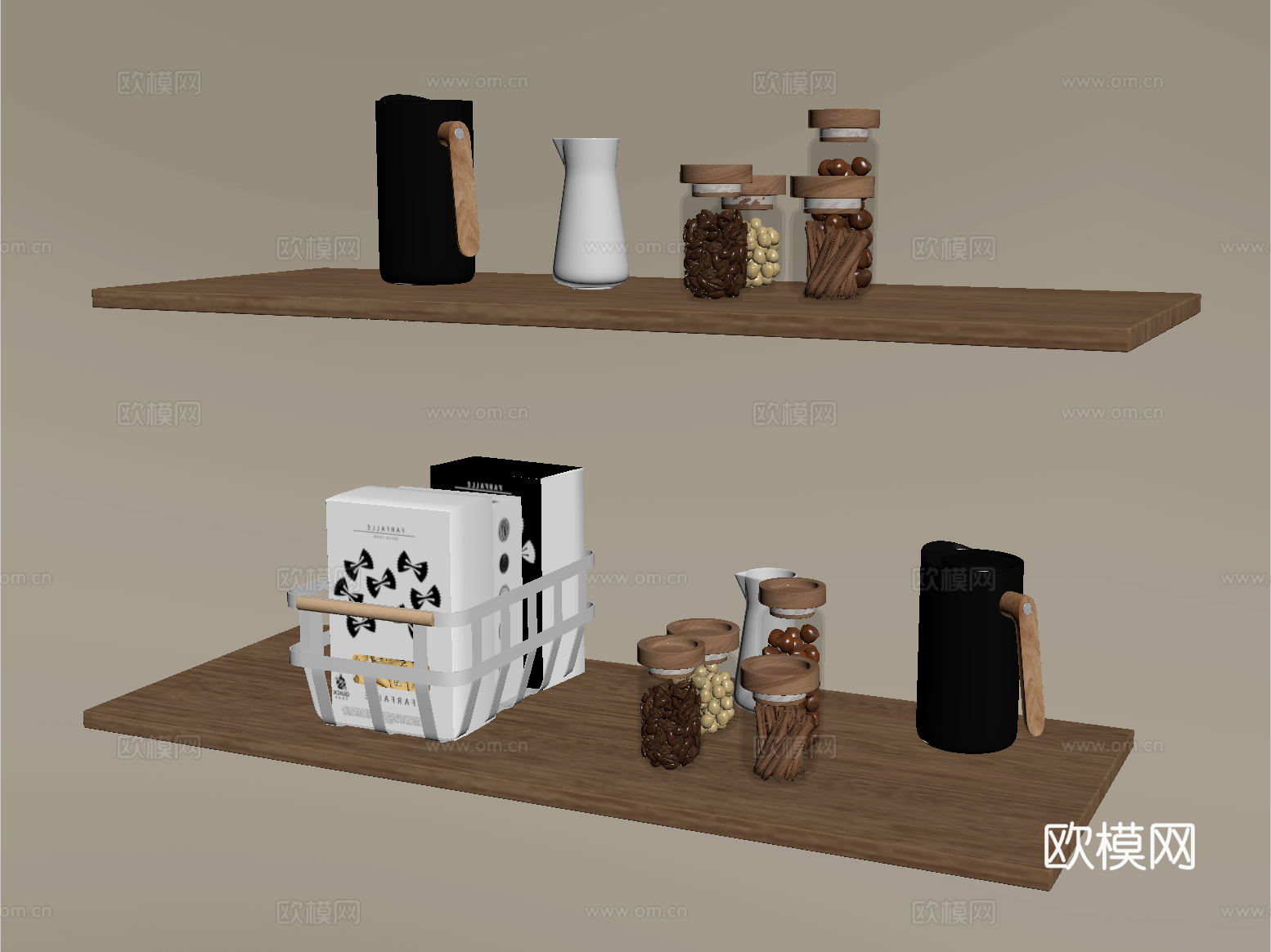 现代置物架 墙饰 厨房用品su模型