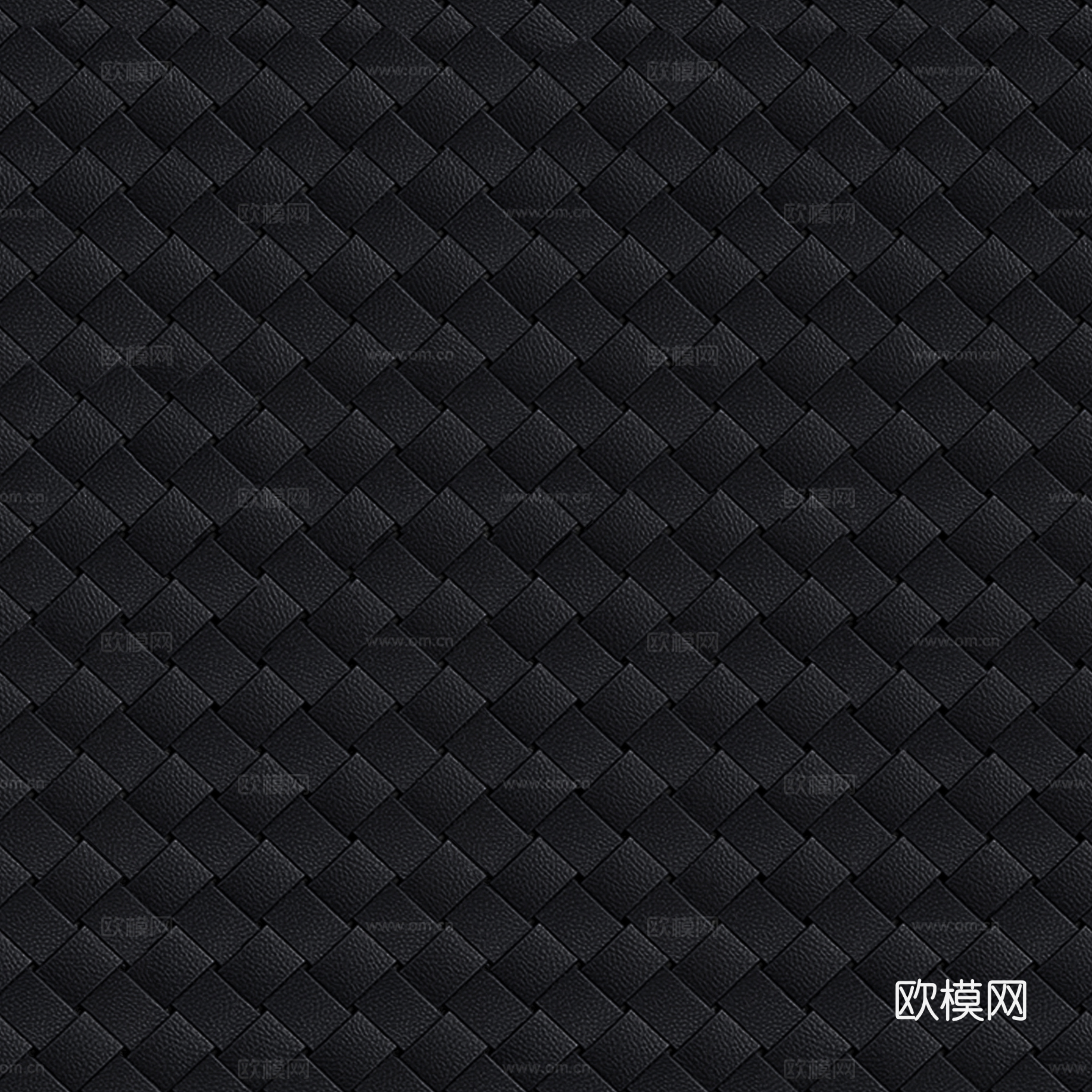 现代法式编织皮 无缝黑色编制皮革贴图