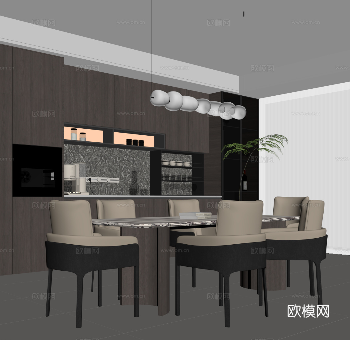 意式餐厅su模型