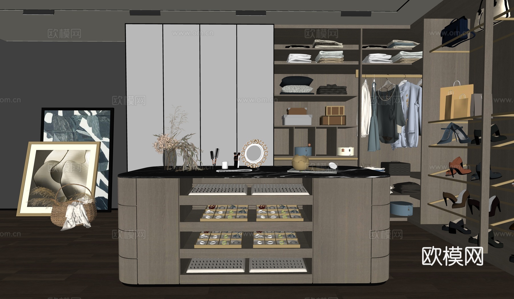 现代衣帽间su模型