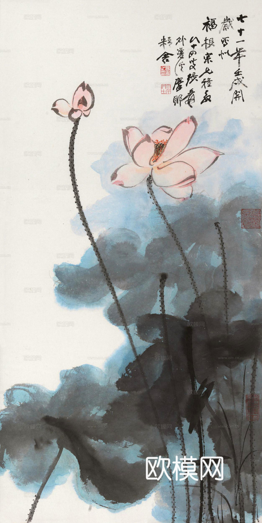 张大千绘画作品，中国近现代水墨画，写意水墨画66