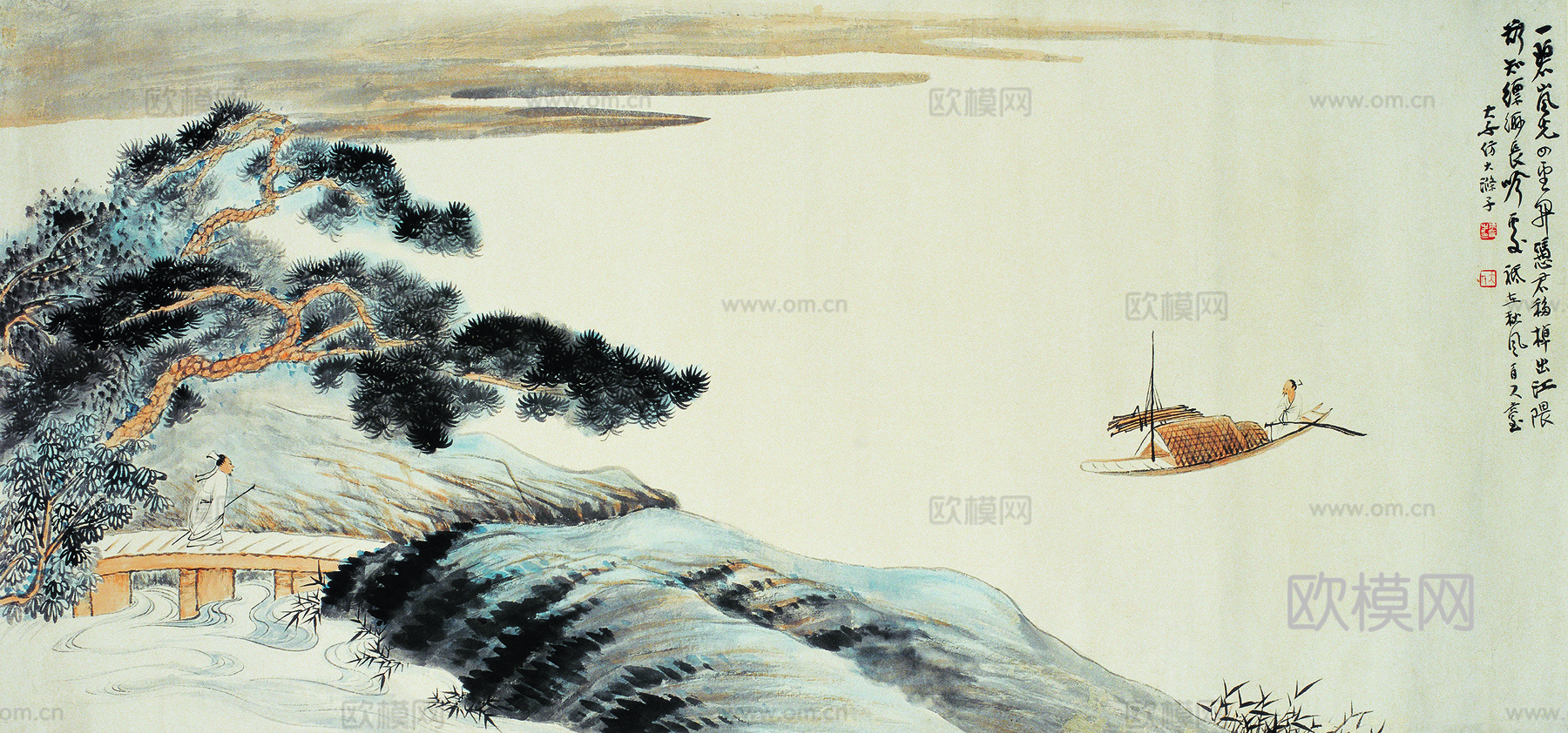 张大千绘画作品，中国近现代水墨画，写意水墨画仿大涤子