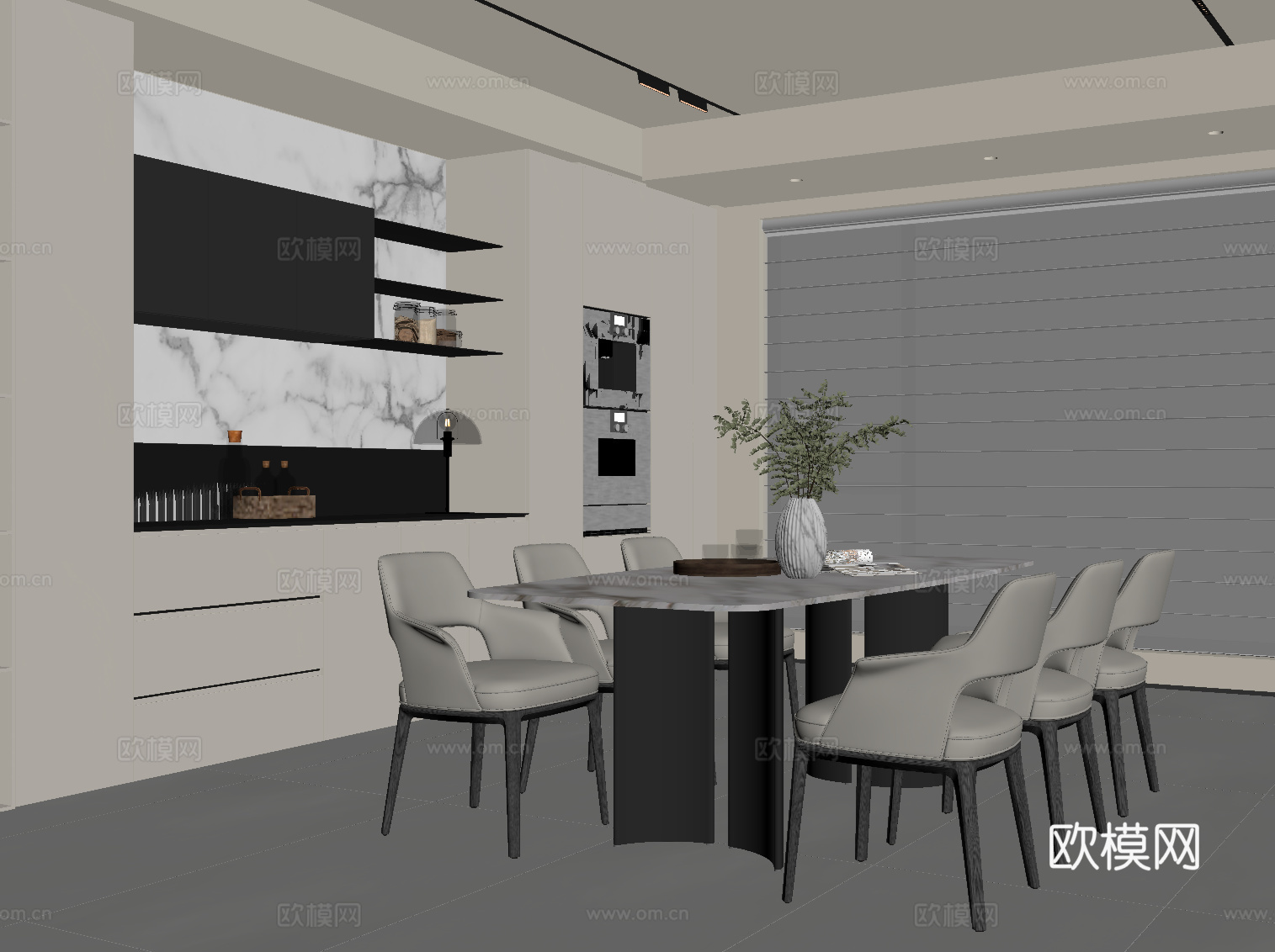 现代餐厅su模型