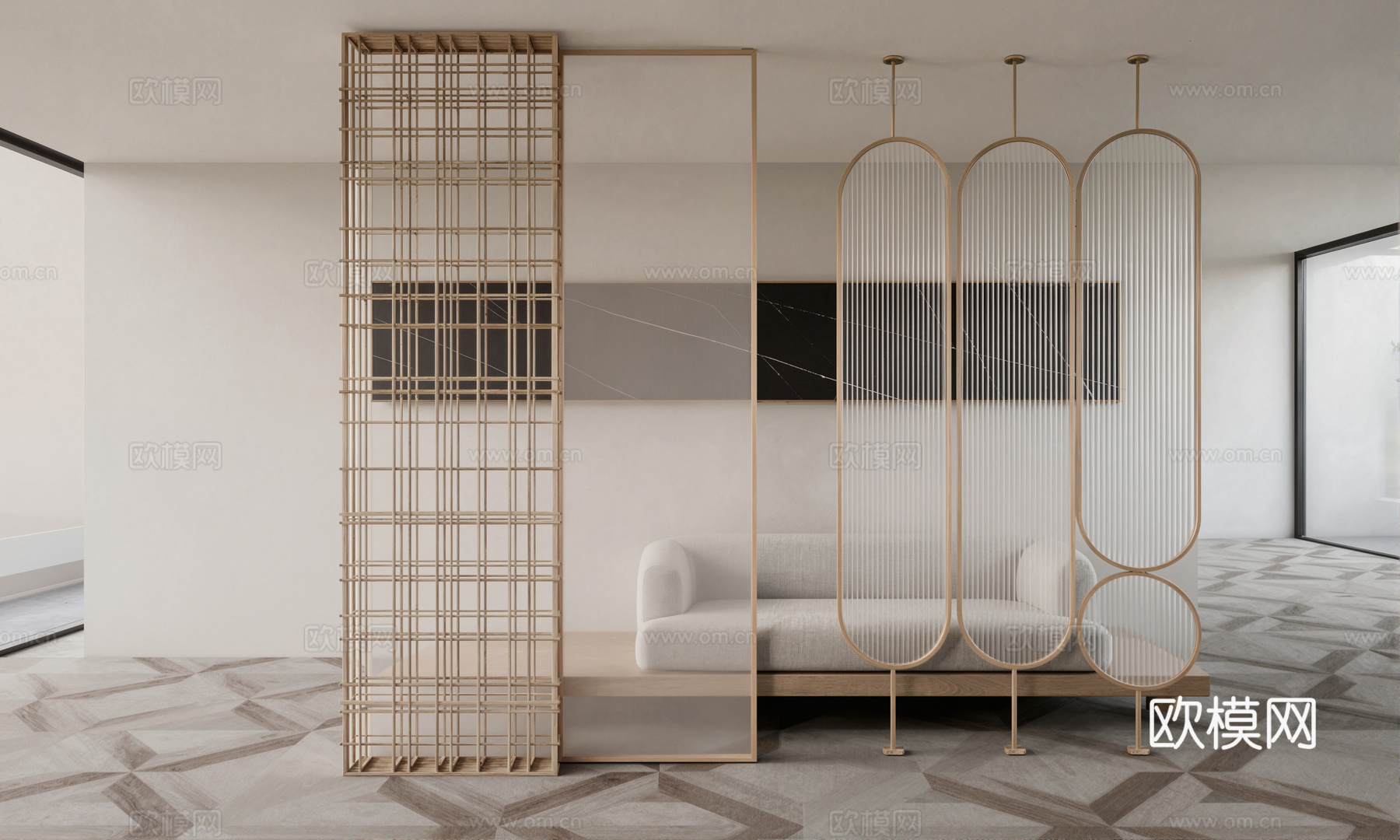 现代轻奢屏风su模型