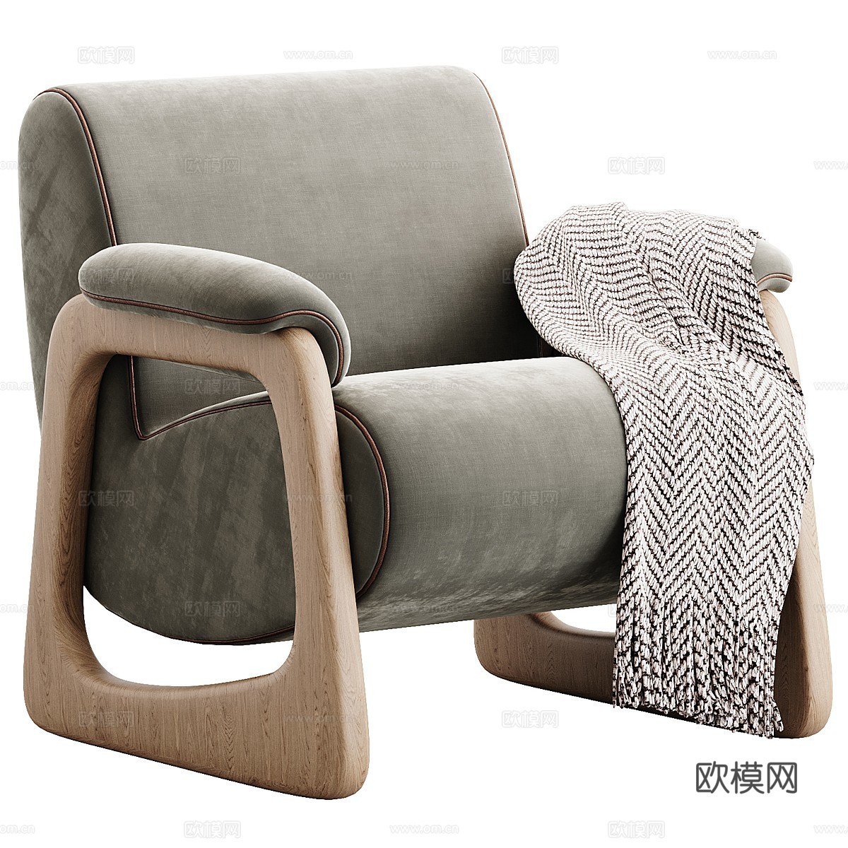 新中式扶手椅3d模型下载（渲染图3）