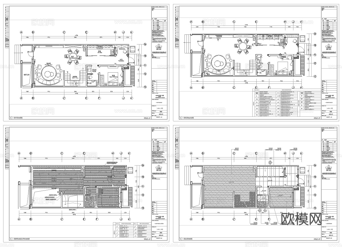 轻奢别墅 样板间 最新全套施工图 效果图合集cad施工图