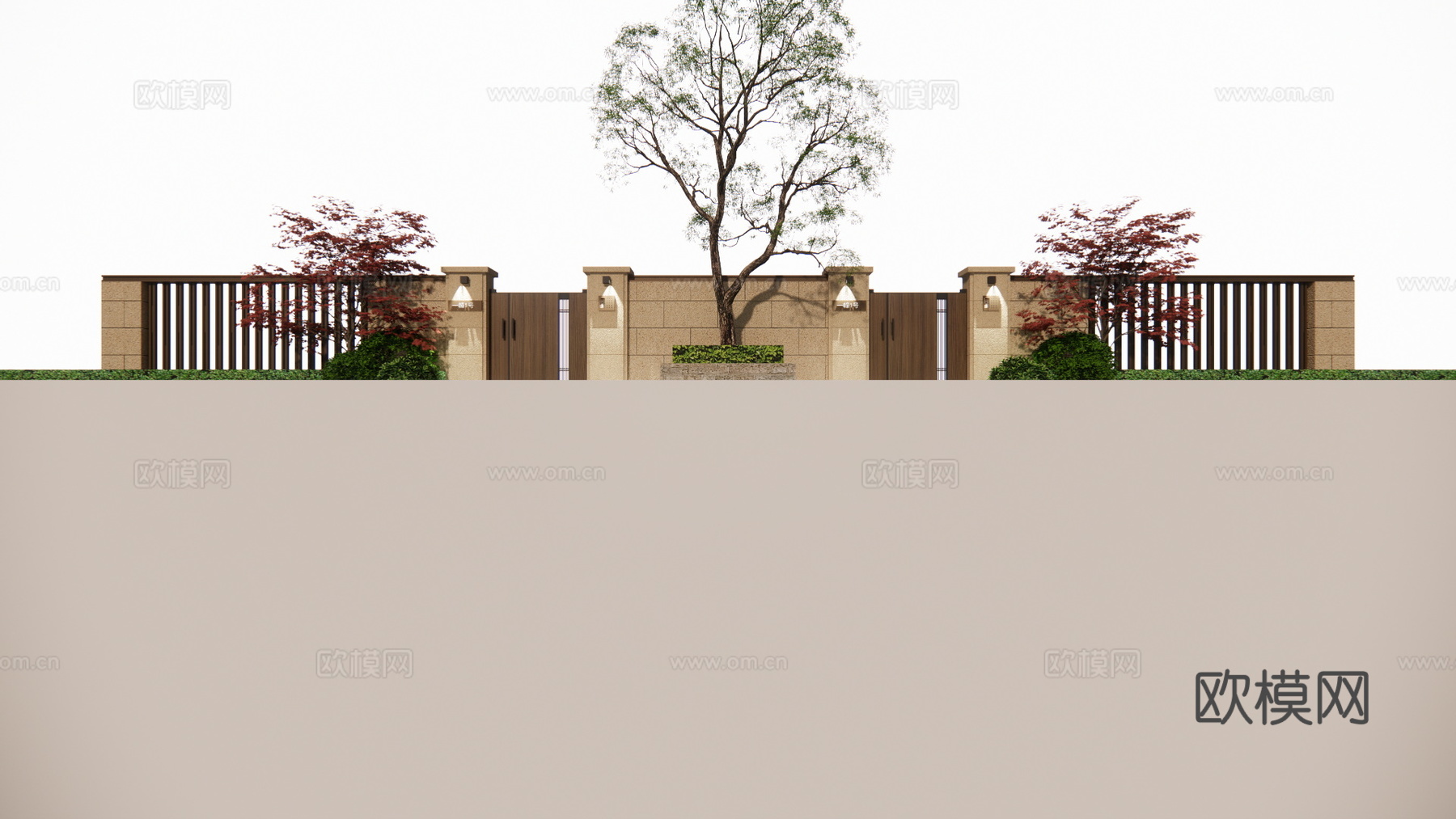 草坪灯 造景 水池 室内造景 庭院门 庭院灯 室内景观 露台su模型下载（渲染图1）