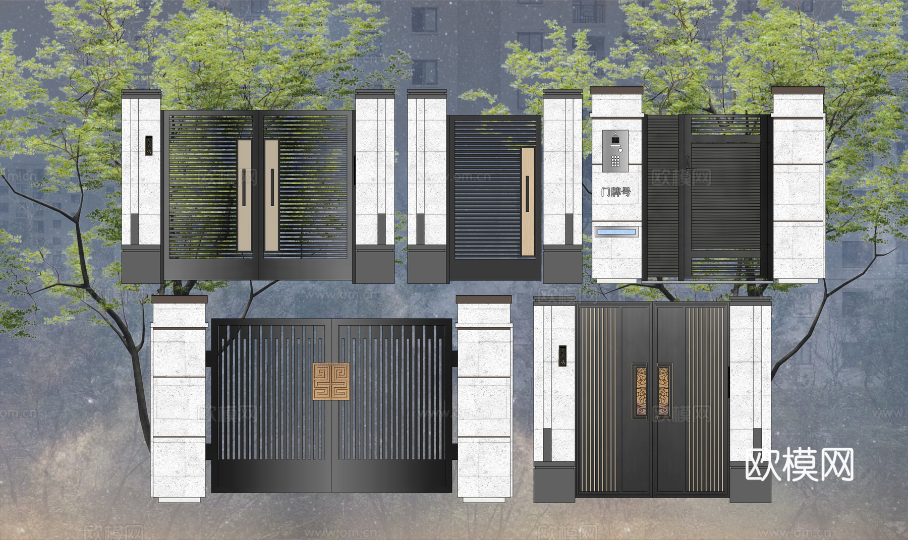 草坪灯 造景 水池 室内造景 庭院门 庭院灯 室内景观 露台su模型