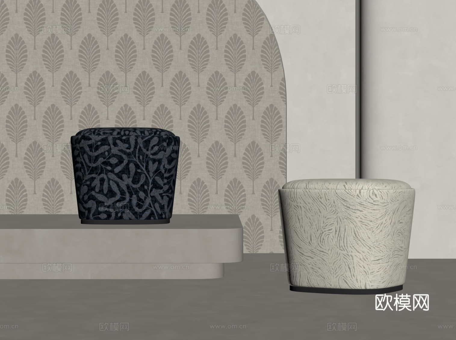 现代换鞋凳 沙发凳su模型