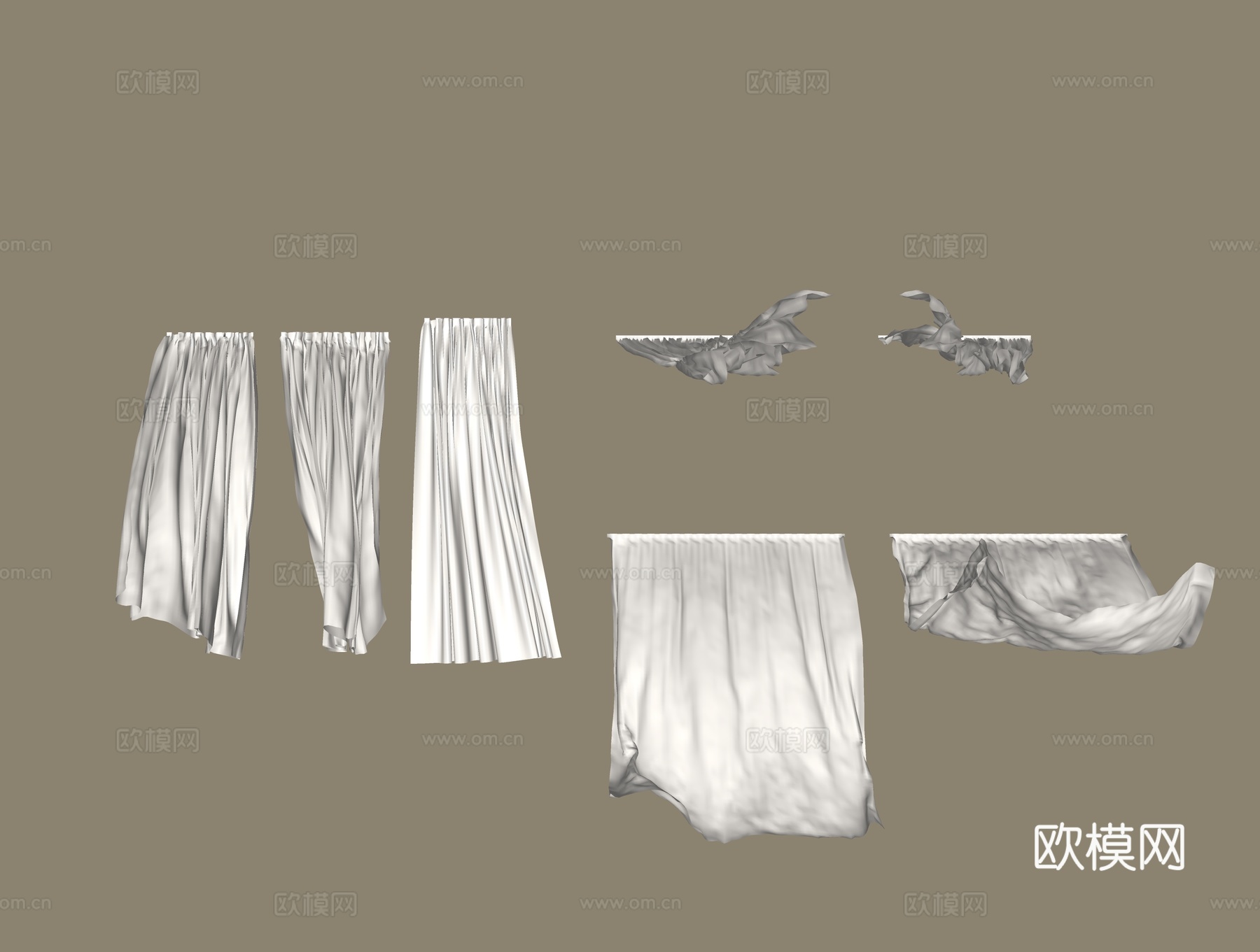 现代窗帘 风吹窗帘 飘动的窗帘 窗帘 纱帘 客厅窗帘 落地窗su模型